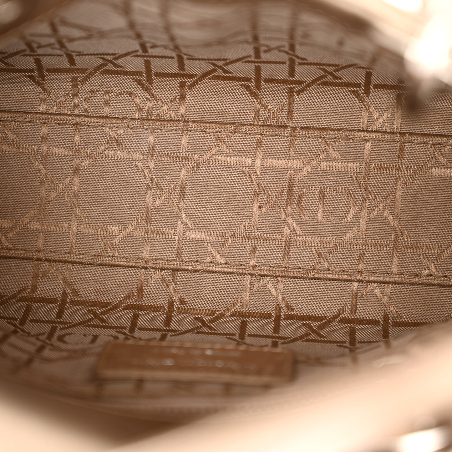 Metallic Lambskin Cannage Mini Lady Dior Gold