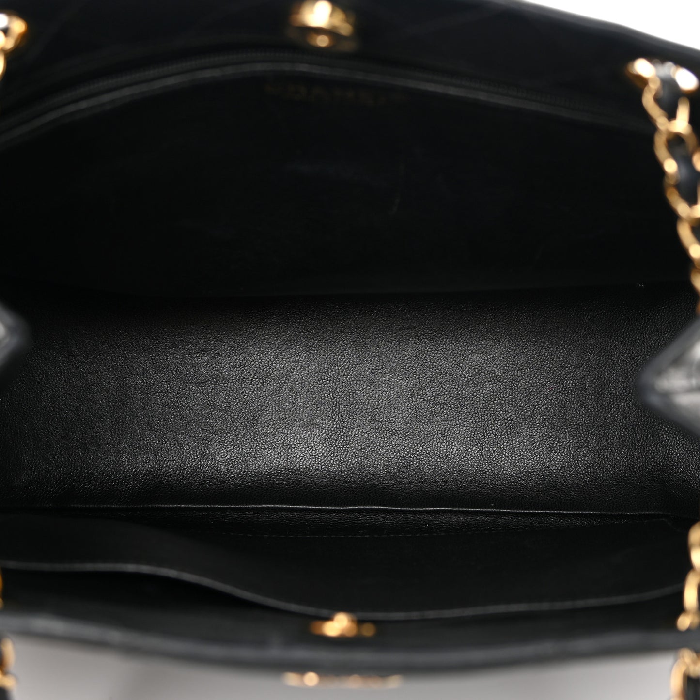 Lambskin Quilted Shopping Tote Black