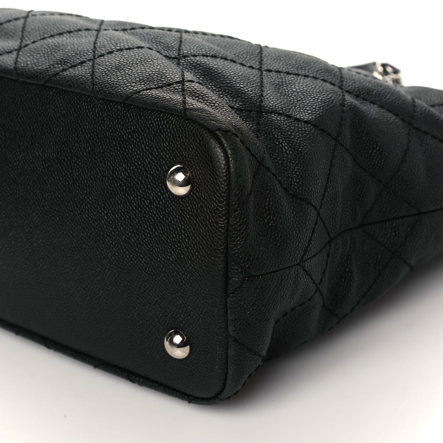 Grained Calfskin Quilted Small Daily Shopping Tote Black