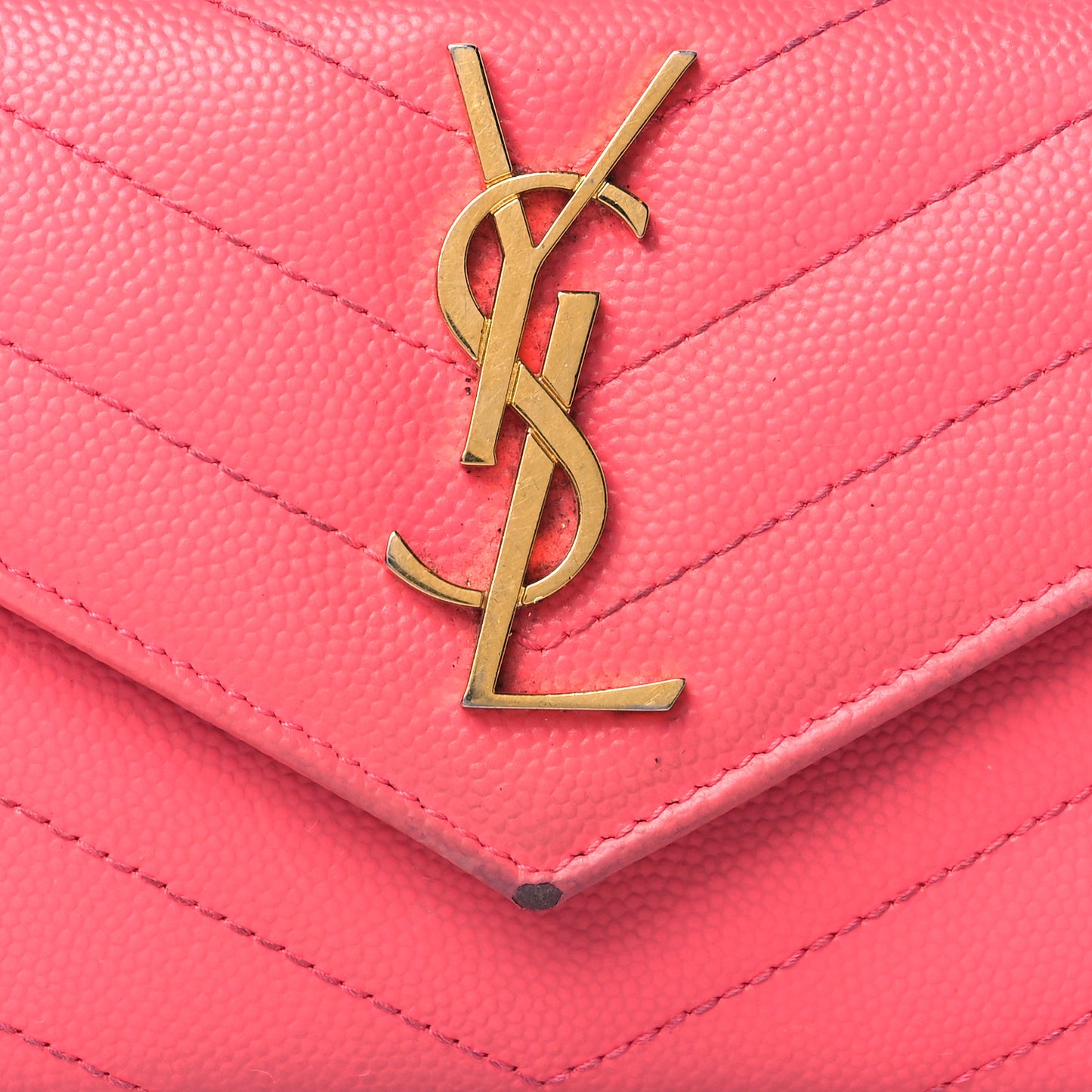 Grain De Poudre Matelasse Chevron Small Monogram Envelope Wallet Rose Clair