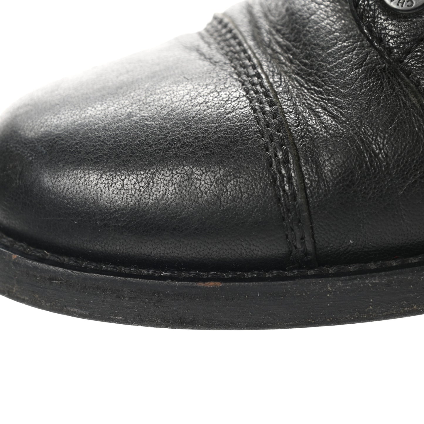 Sheepskin Quilted CC Tall Lace Up Combat Boots 36 Black