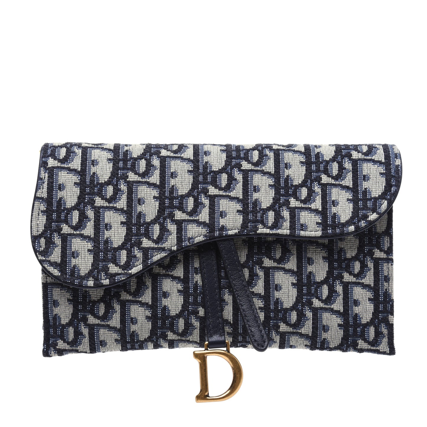 Oblique Saddle Chain Long Wallet Blue