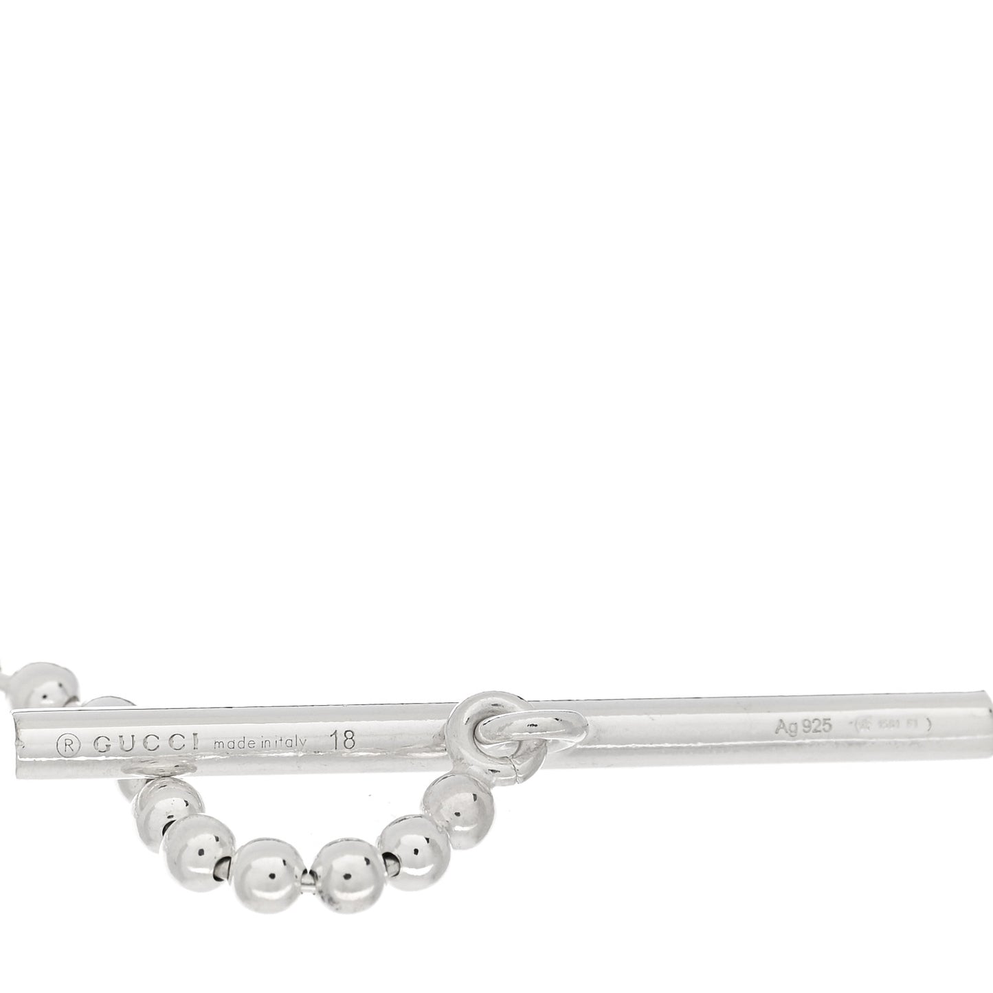 Sterling Silver Interlocking GG Heart Toggle Bead Bracelet