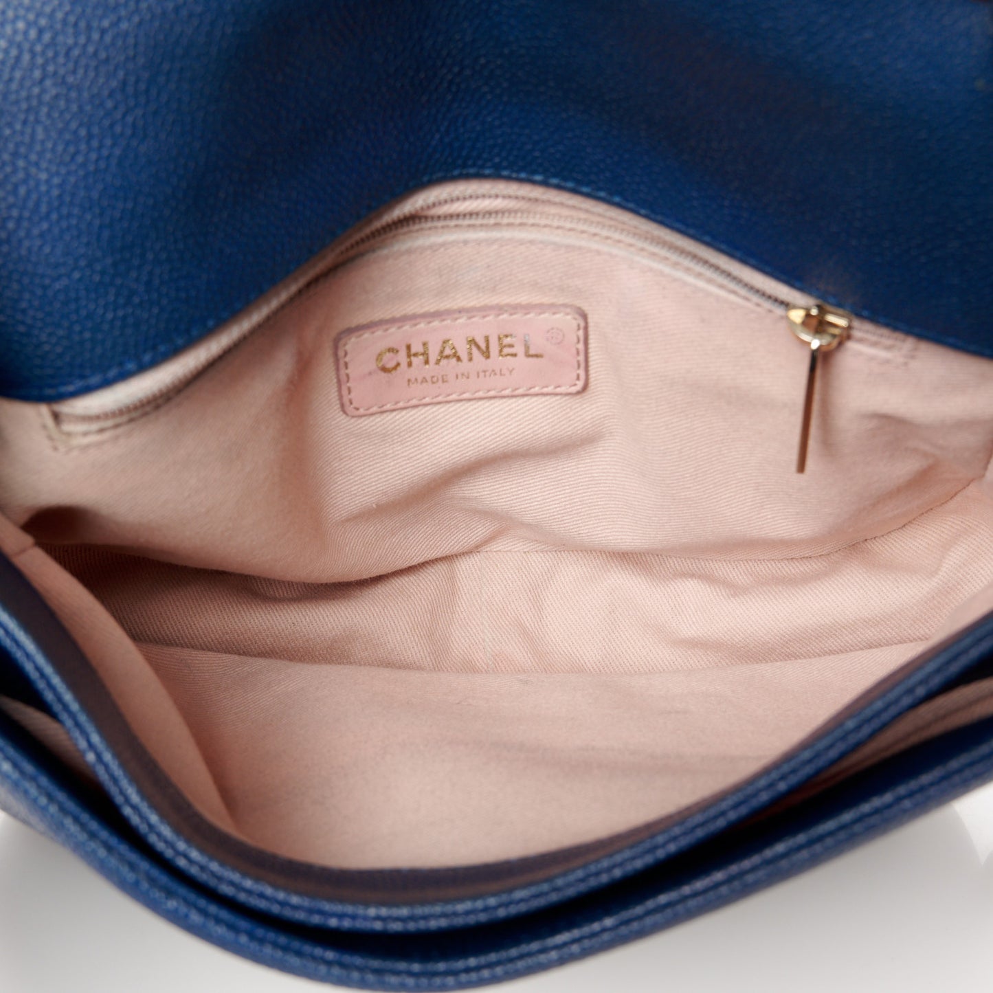 Grained Calfskin Quilted Medium Cuba Top Handle Flap Blue