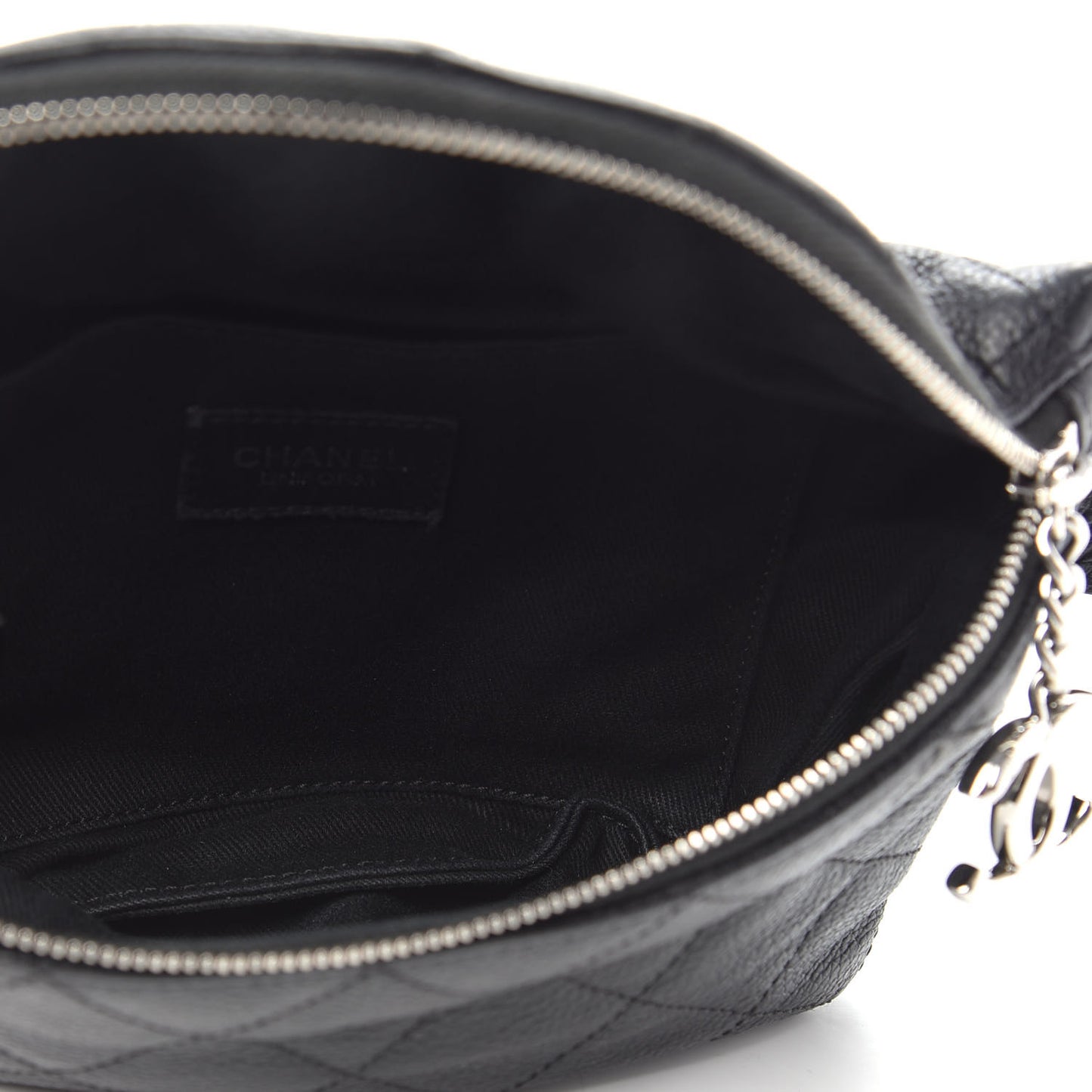 Grained Calfskin Quilted Waist Belt Bag Black
