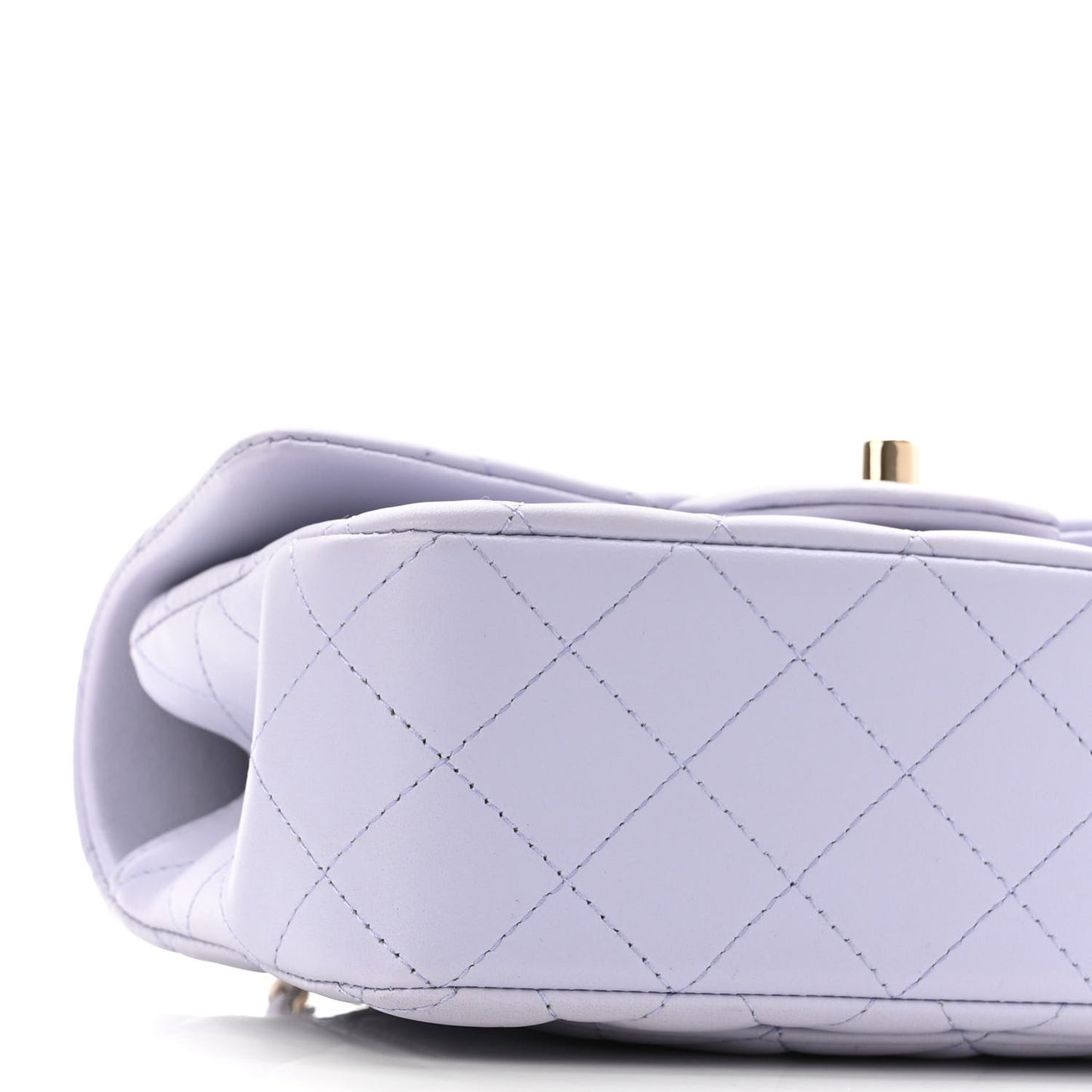 Lambskin Quilted Mini Top Handle Rectangular Flap Light Purple