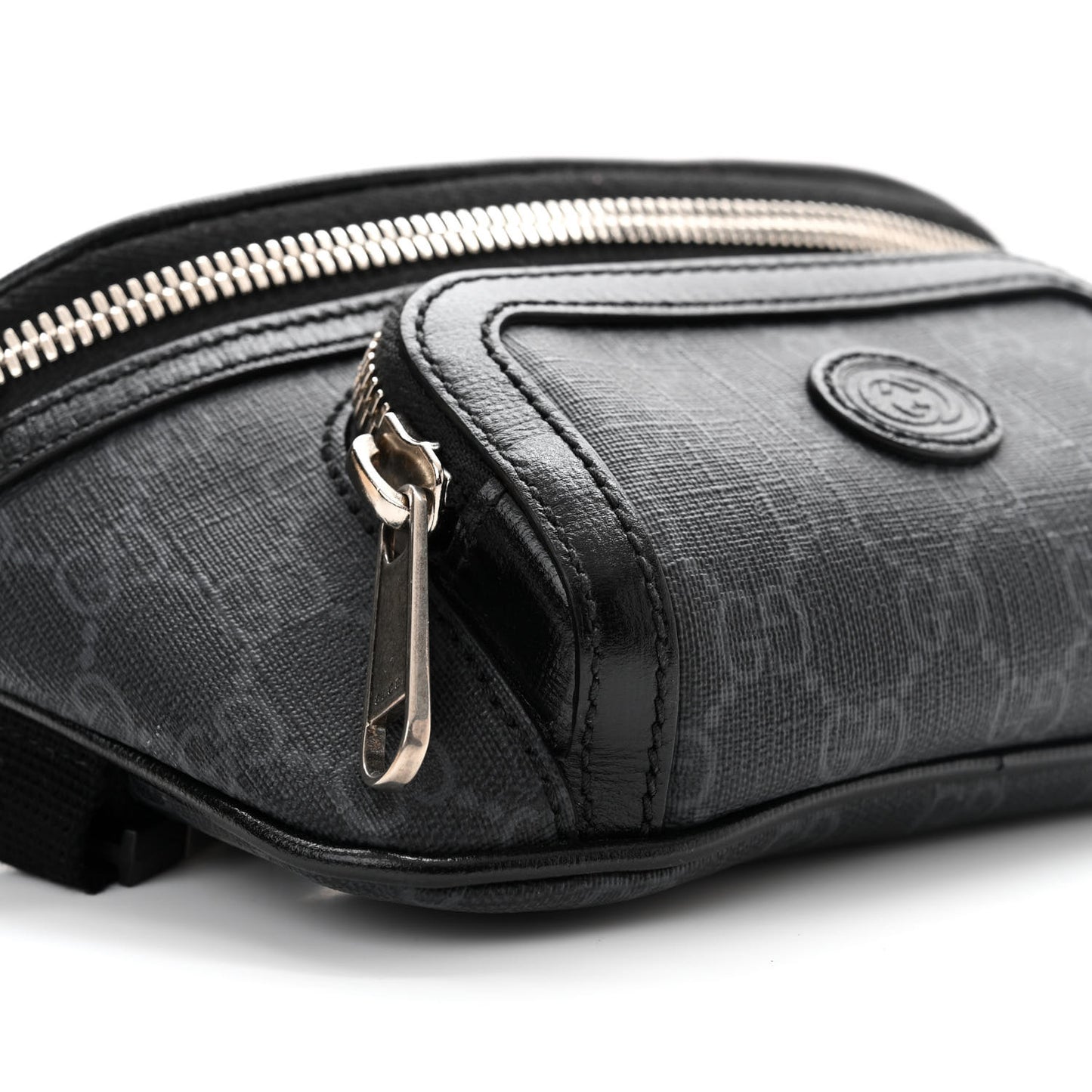 GG Supreme Monogram Textured Calfskin Retro Interlocking G Belt Bag Black