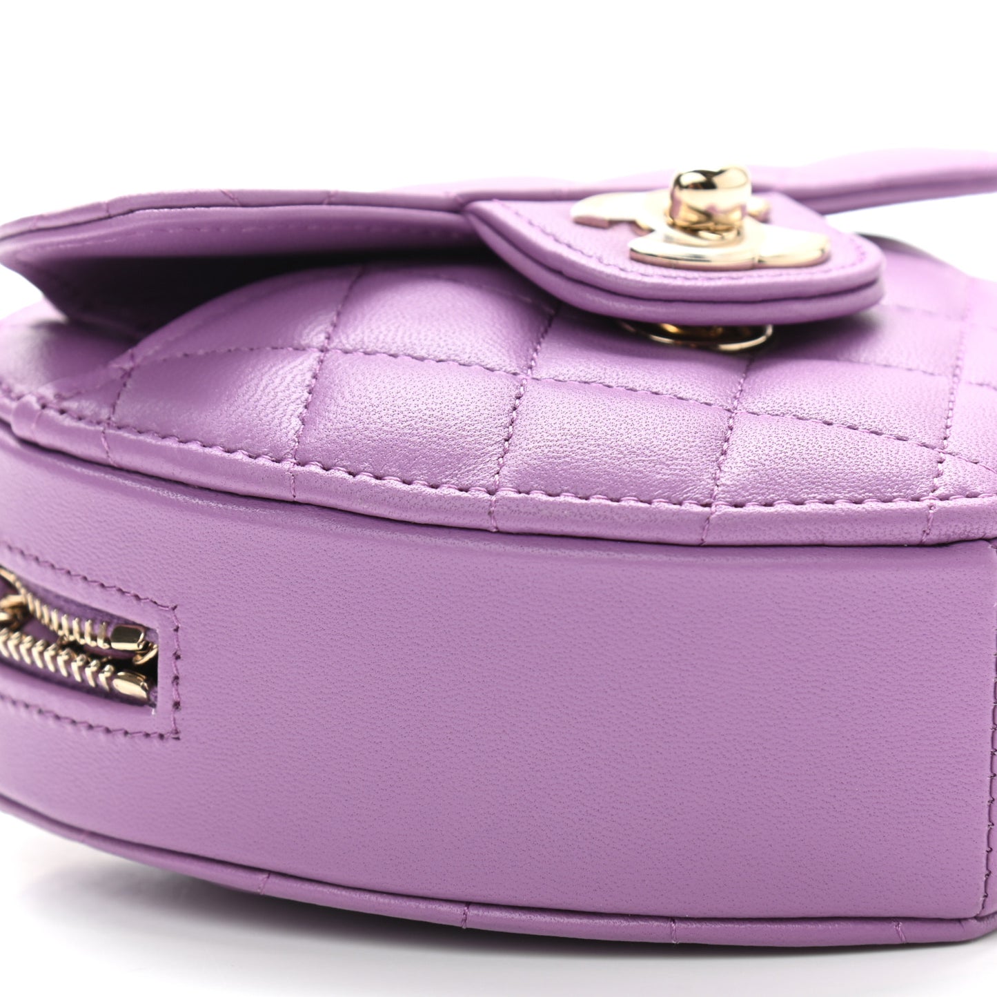 Lambskin Quilted CC In Love Heart Clutch With Chain Purple