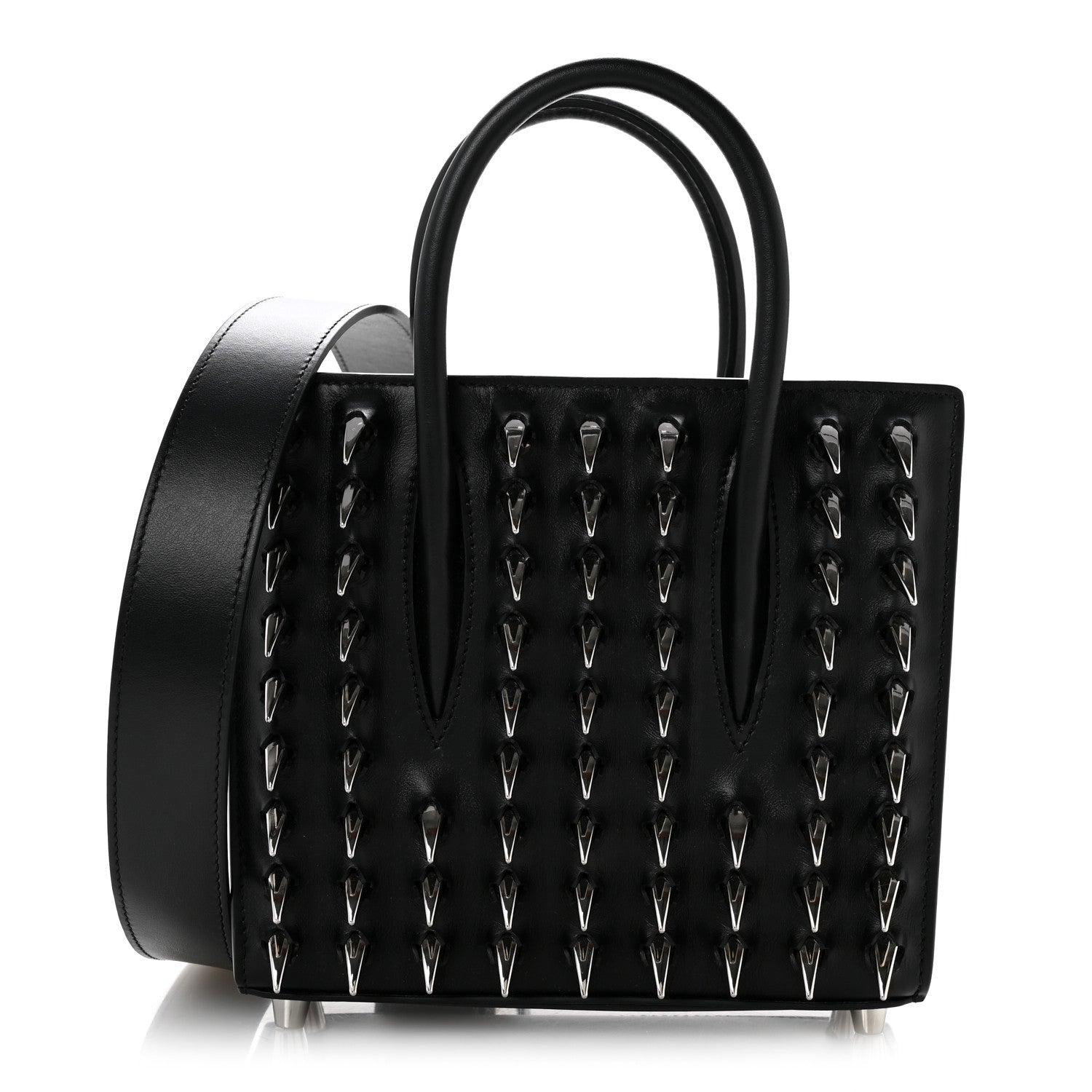 Christian Louboutin Calfskin Paris Spikes Claw Mini Paloma Black