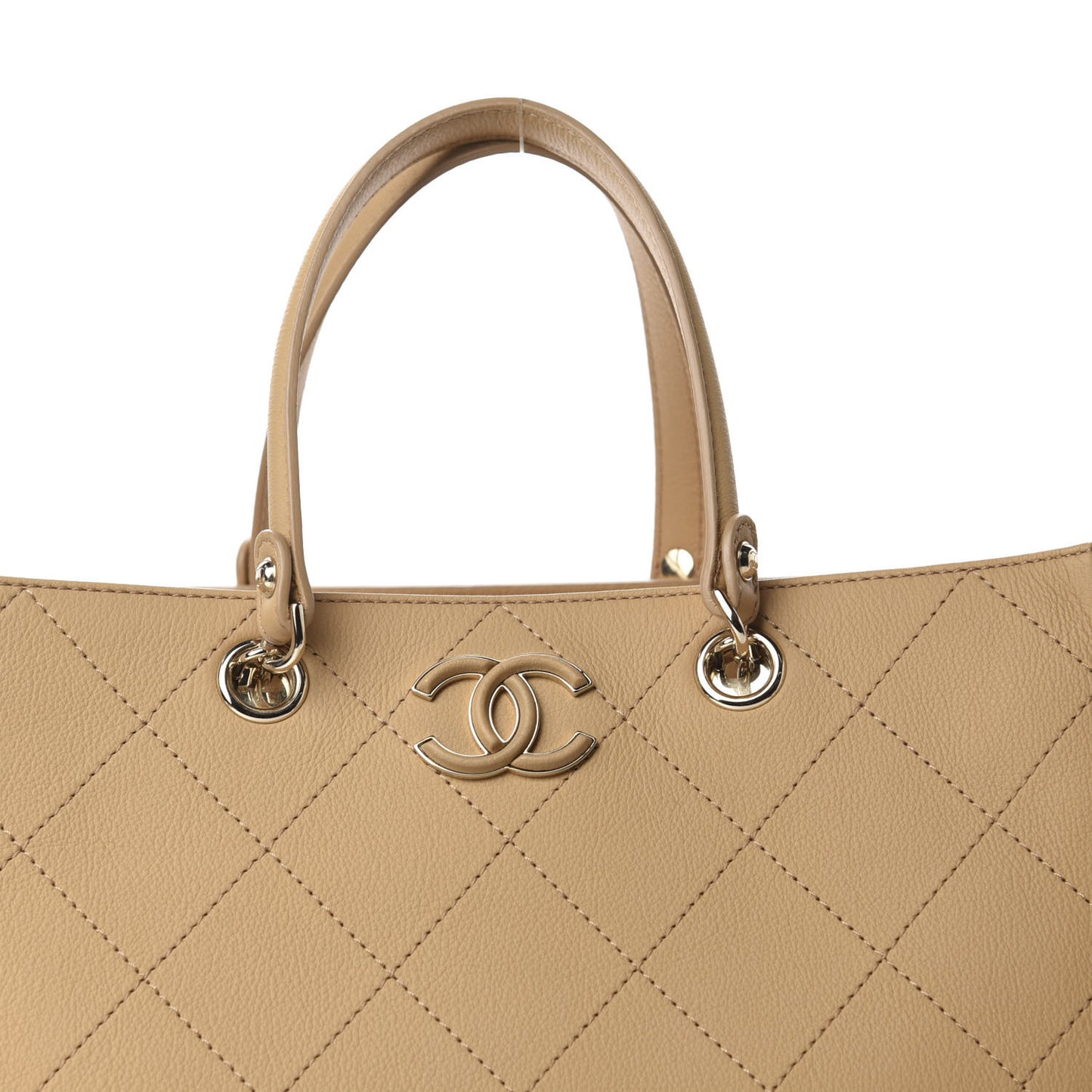 Bullskin Stitched Medium Shopping Bag Beige