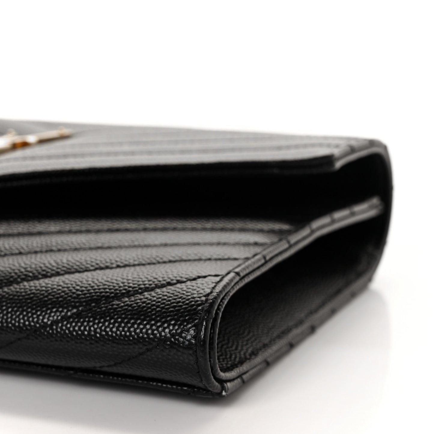 Grain De Poudre Matelasse Chevron Monogram Envelope Clutch Black