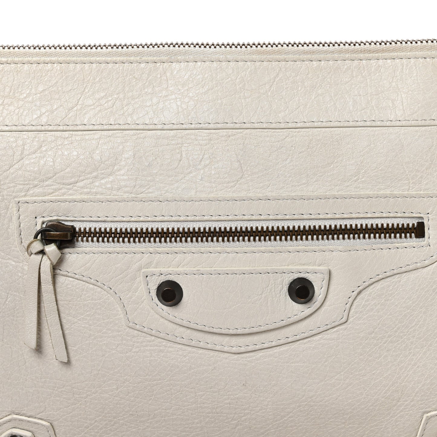 Agneau Classic Hardware Flat Handle Clutch White
