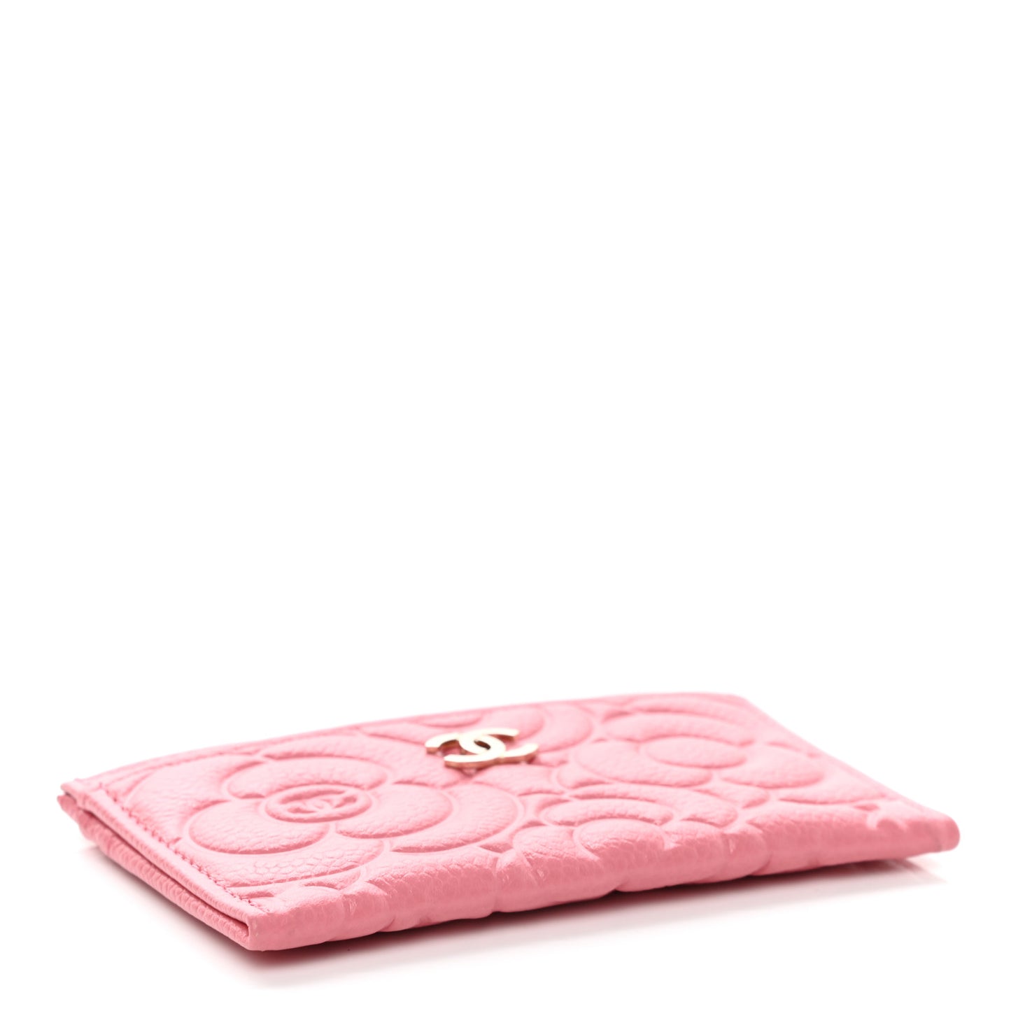 Caviar Camellia Embossed Card Holder Pink