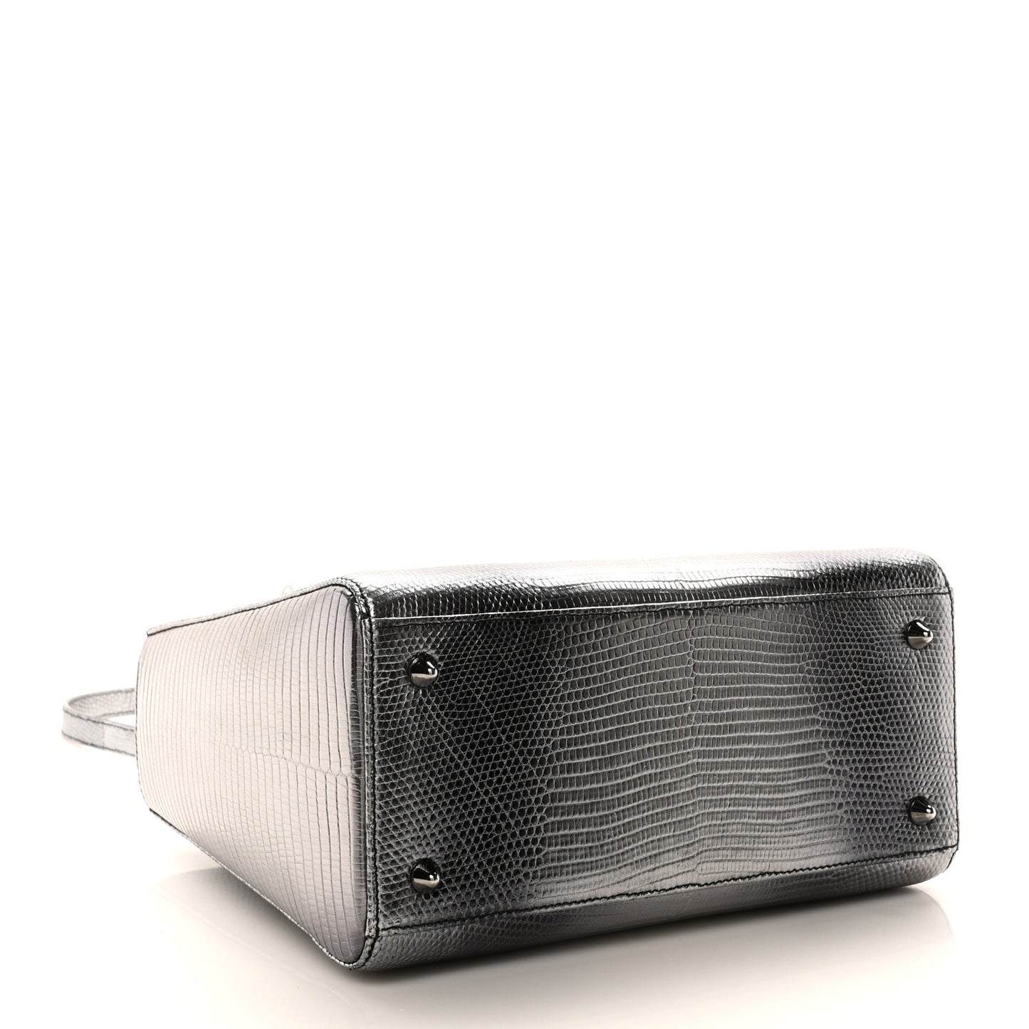 Metallic Lizard Medium Lady Dior Silver