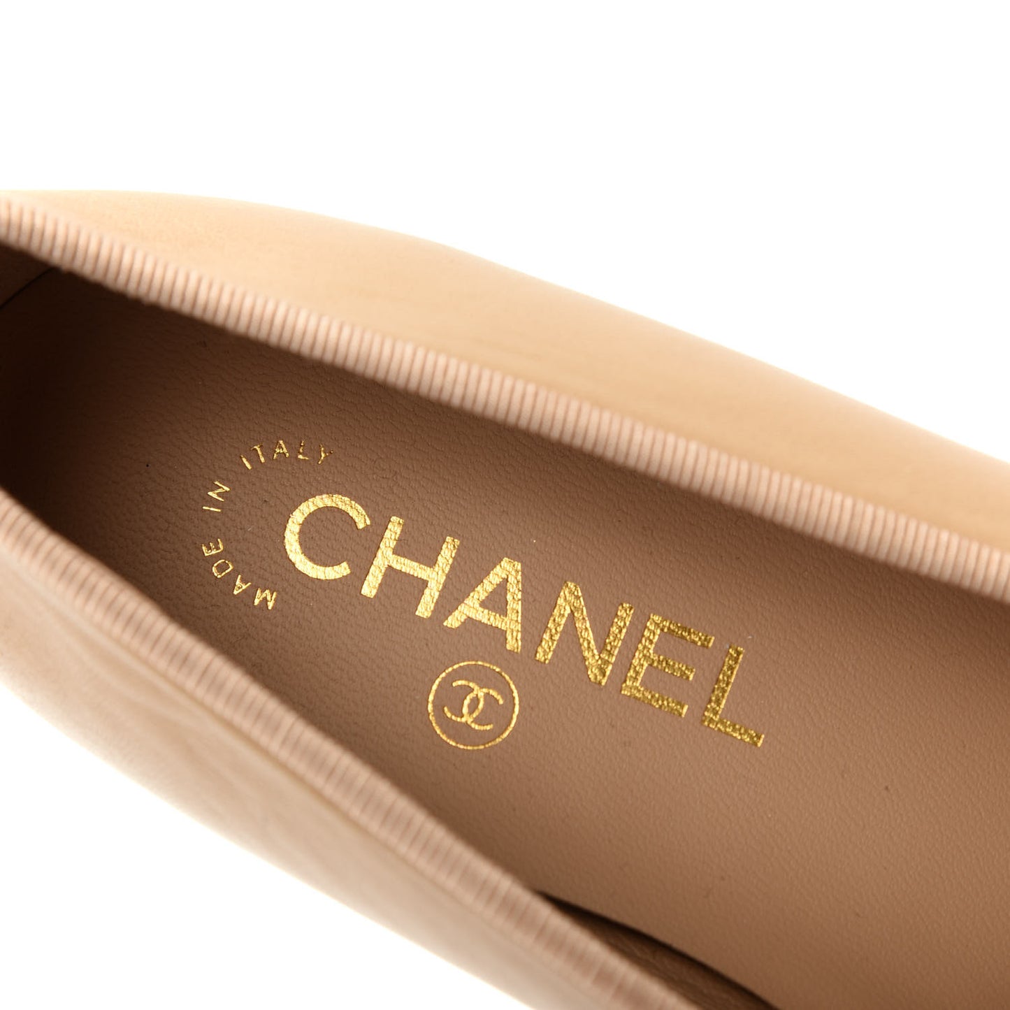 Lambskin CC Cap Toe Ballerina Flats 40.5 Beige