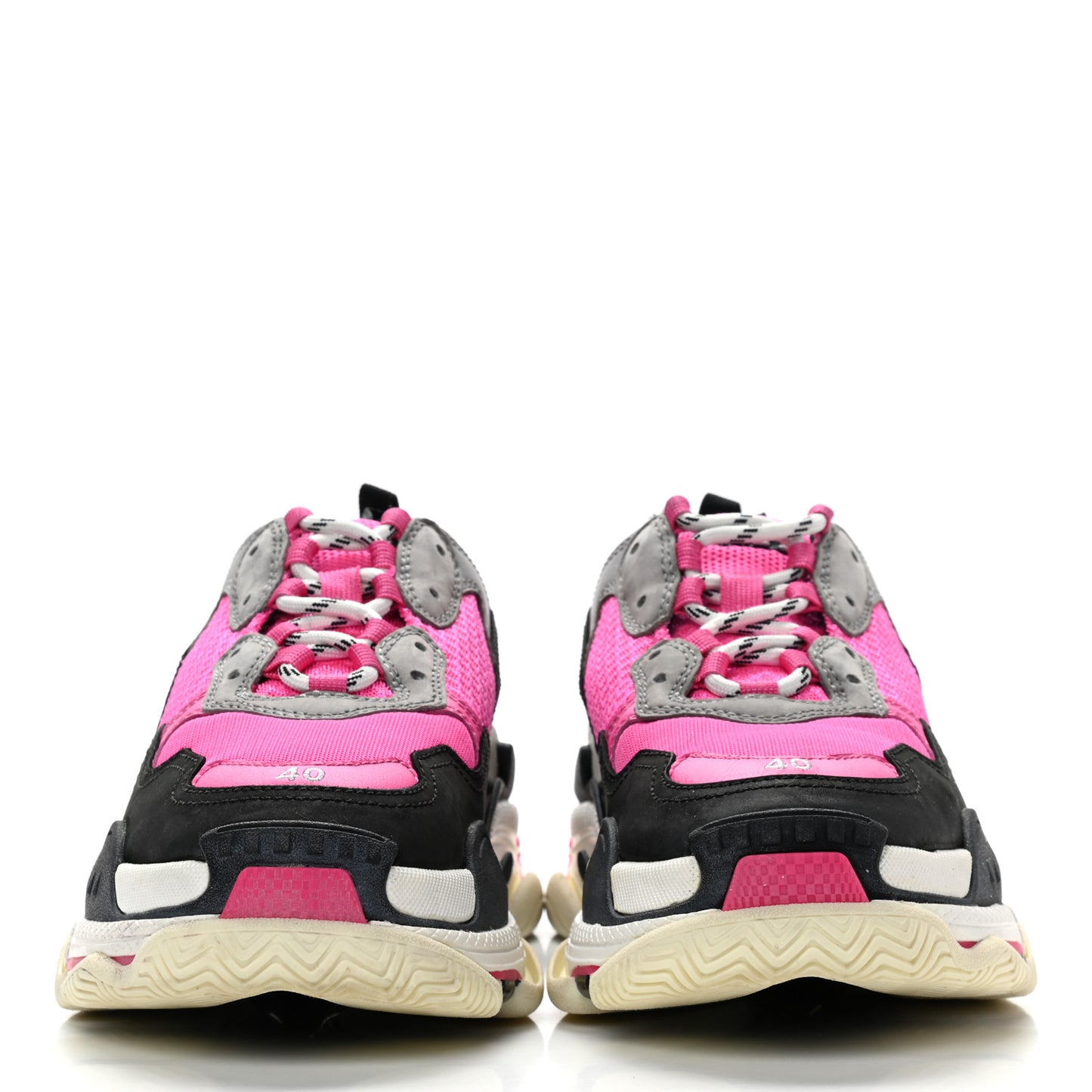 Fabric Mesh Womens Triple S Sneakers 40 Fluo Pink Grey White