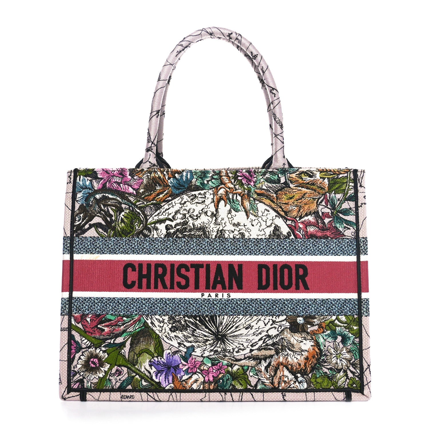 Christian Dior Canvas Embroidered Medium Zodiac Book Tote Latte Multicolor 1 of 10