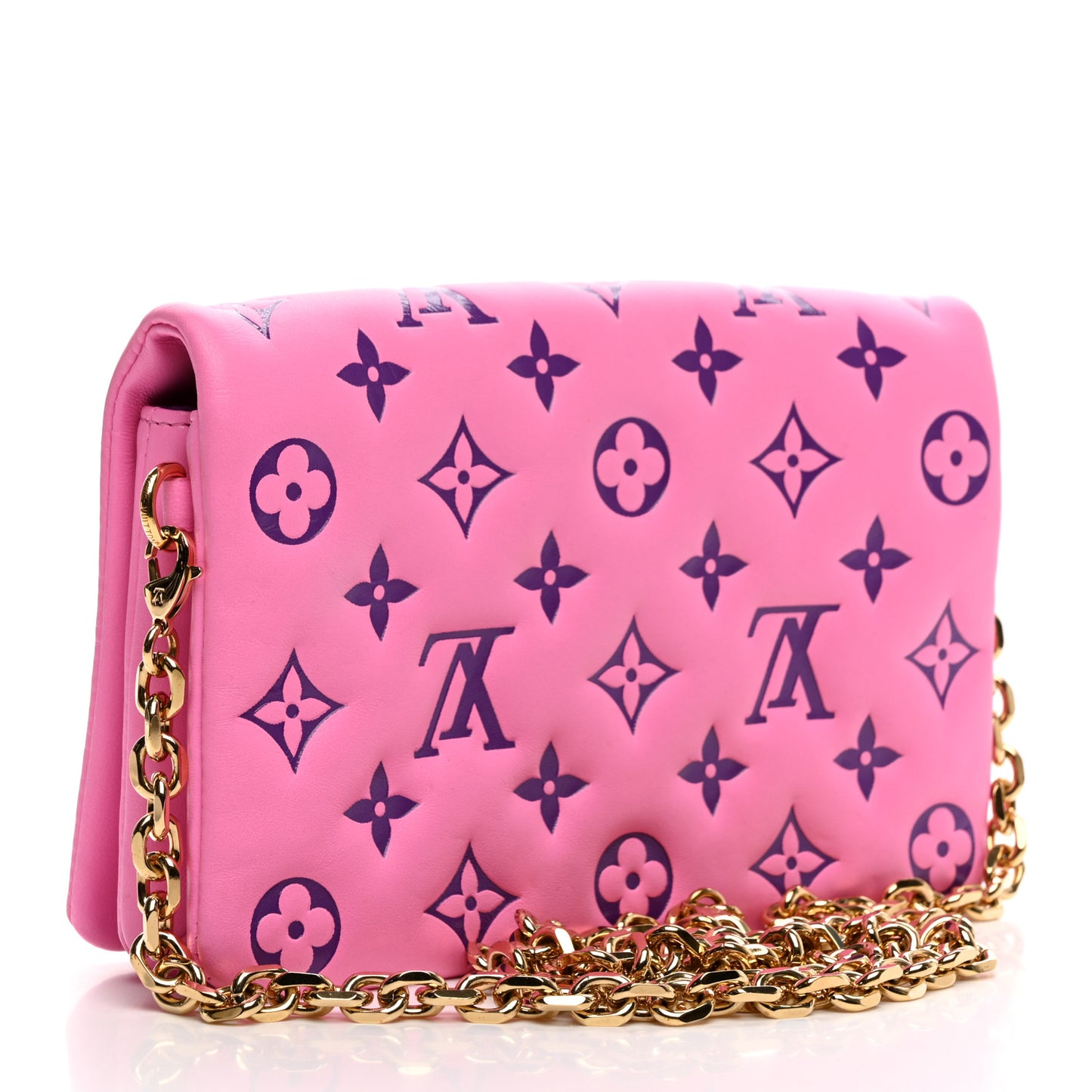 Lambskin Embossed Monogram Vuittamins Pochette Coussin Rose Violet