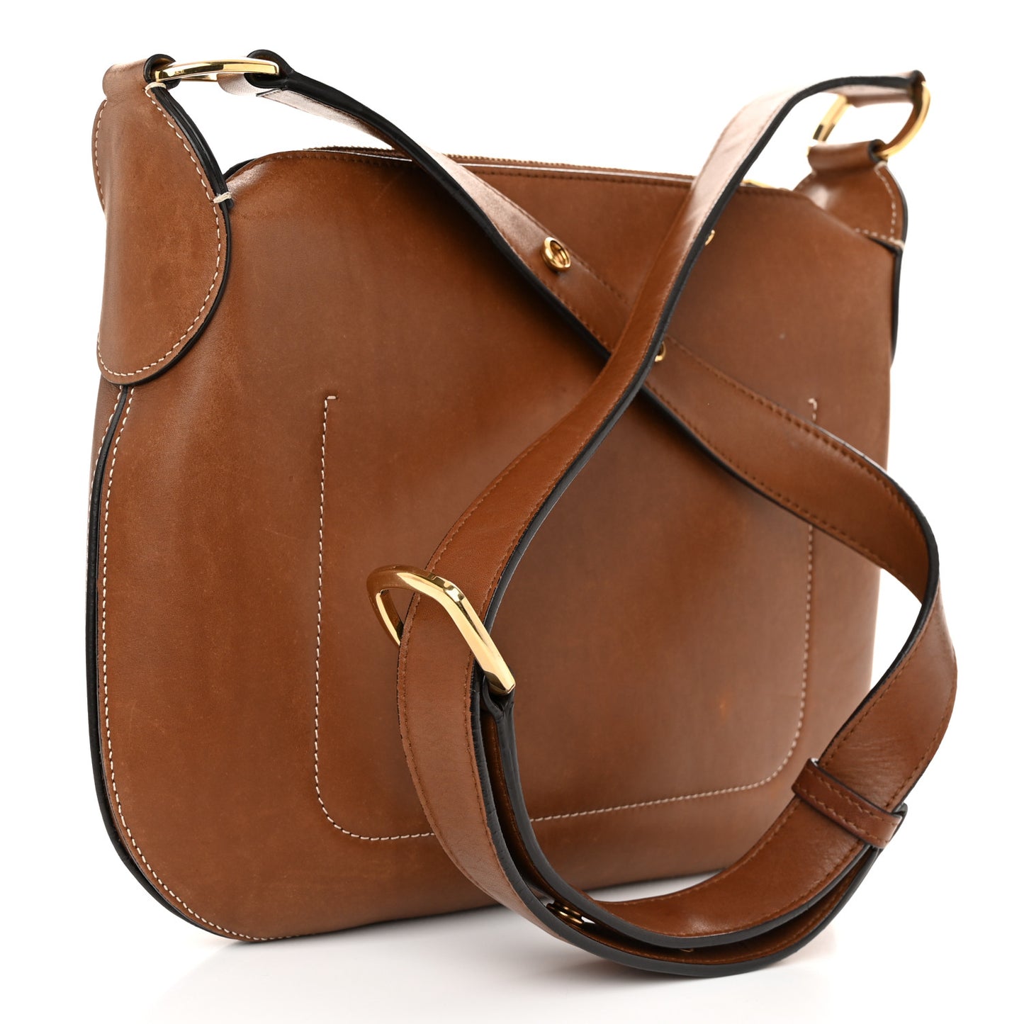 Smooth Calfskin Medium Saddle Bag Tan
