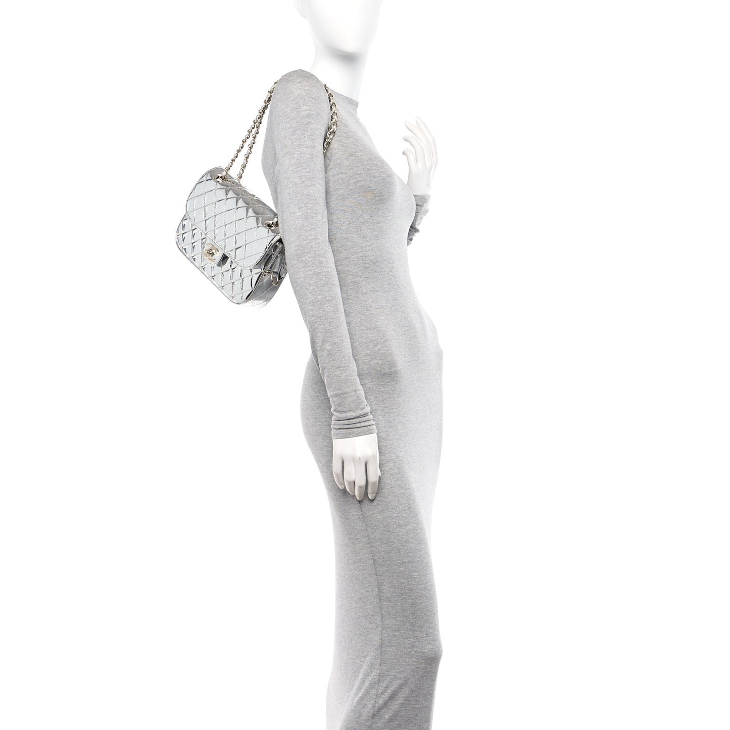 Mirror Calfskin Metallic Calfskin Medium Hollywood Boulevard Flap With Star Coin Purse Silvery