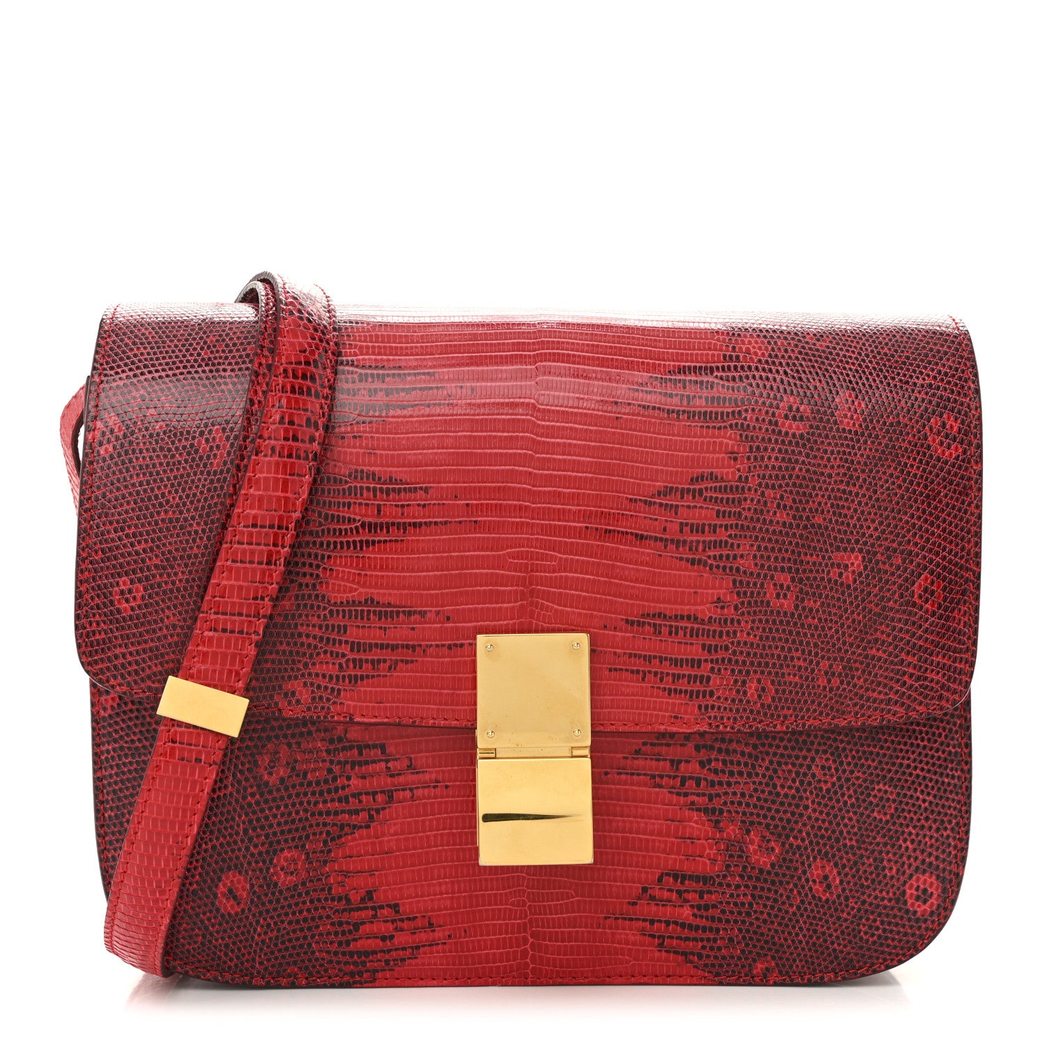 Celine Lizard Medium Classic Box Flap Bag Ruby 1794923 – FASHIONPHILE