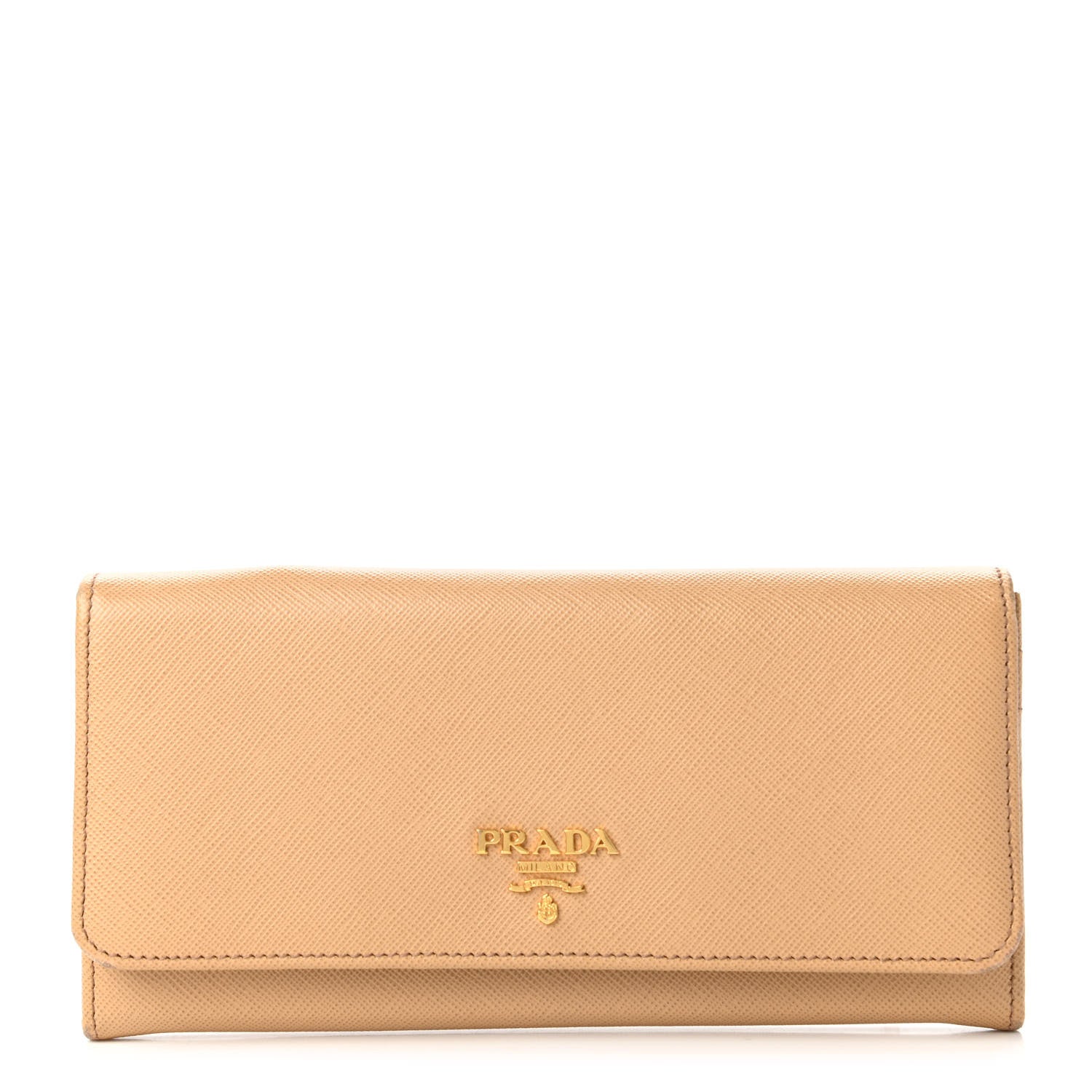 Prada Saffiano Metal Continental Flap Wallet Noisette 1 of 10