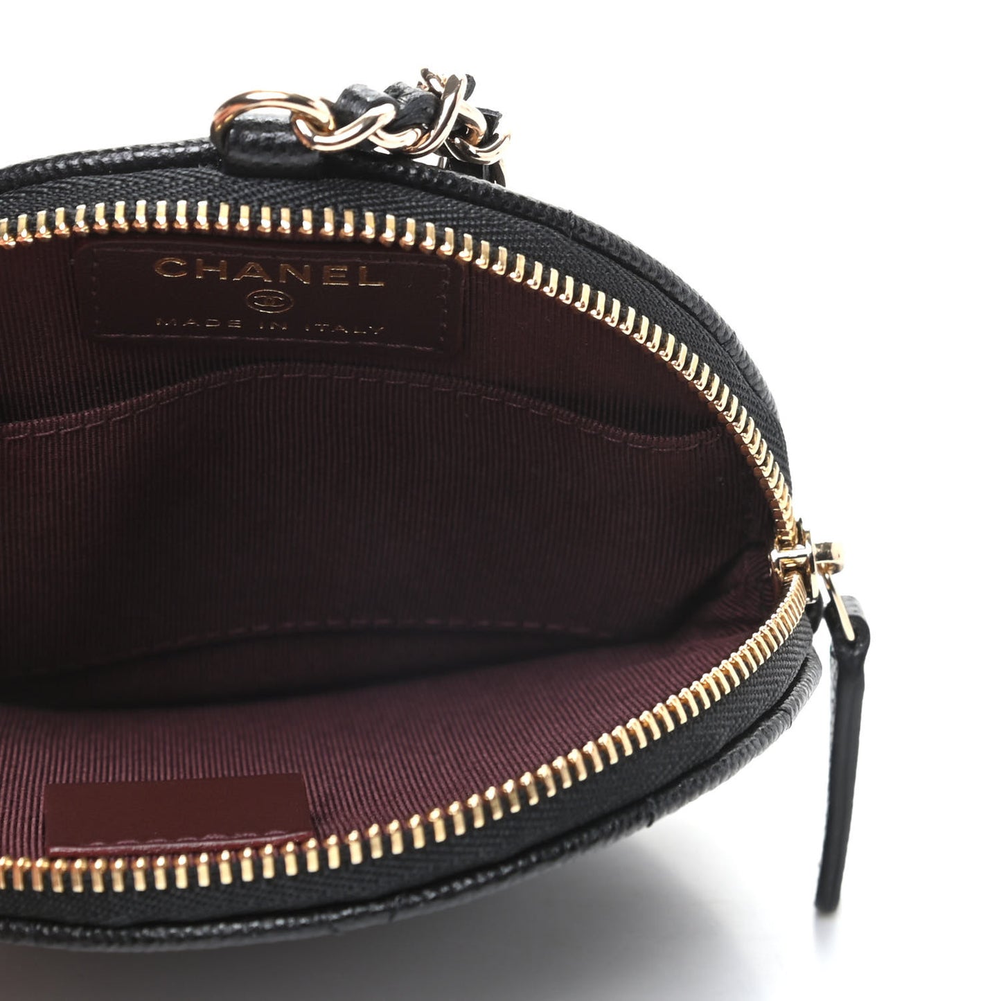 Caviar Quilted Round Clip On Coin Purse Black