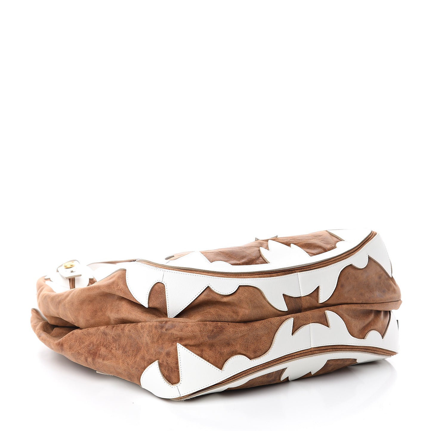 Suede Calfskin Hobo Brown White