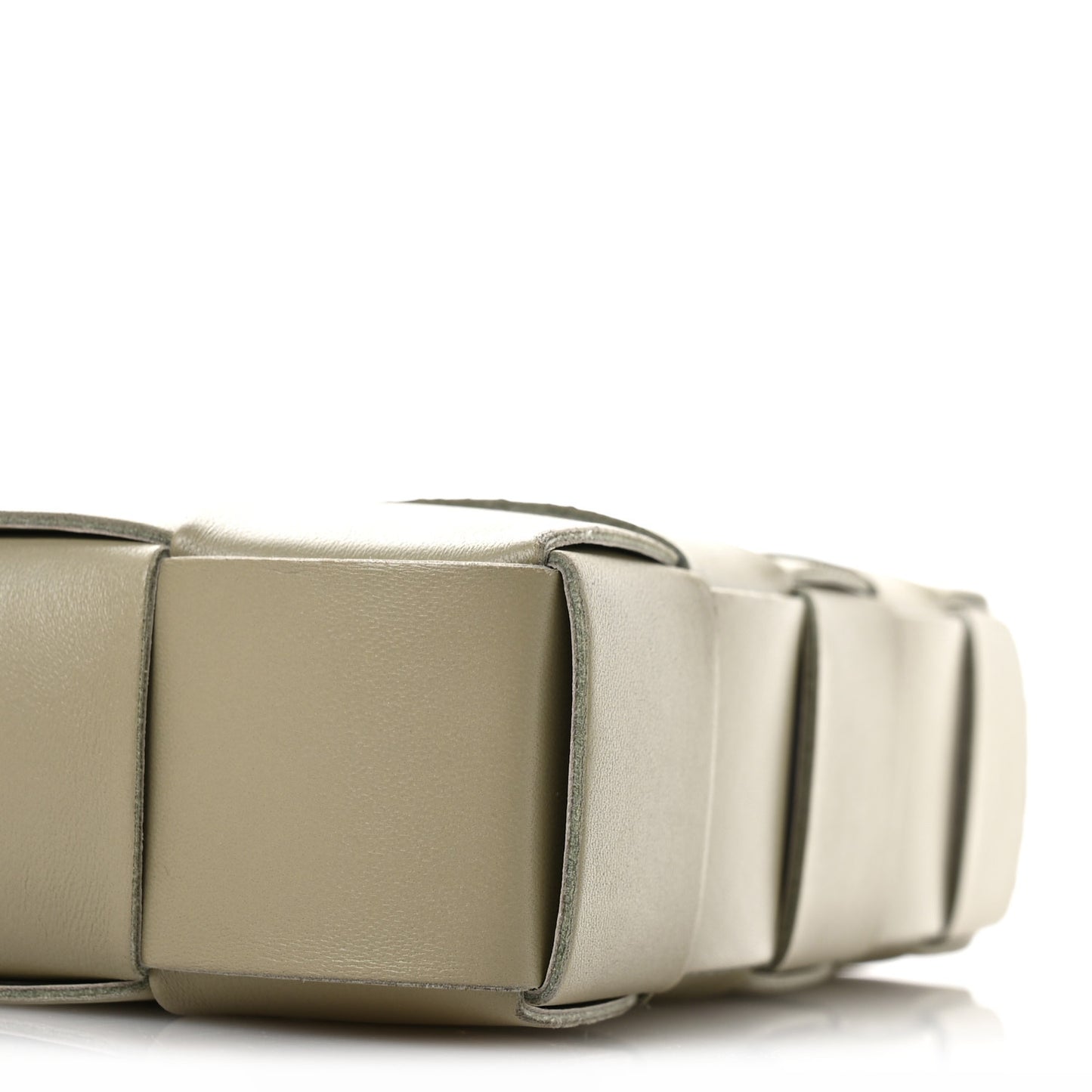 Calfskin Maxi Intrecciato Cassette Pouch On Strap Travertine