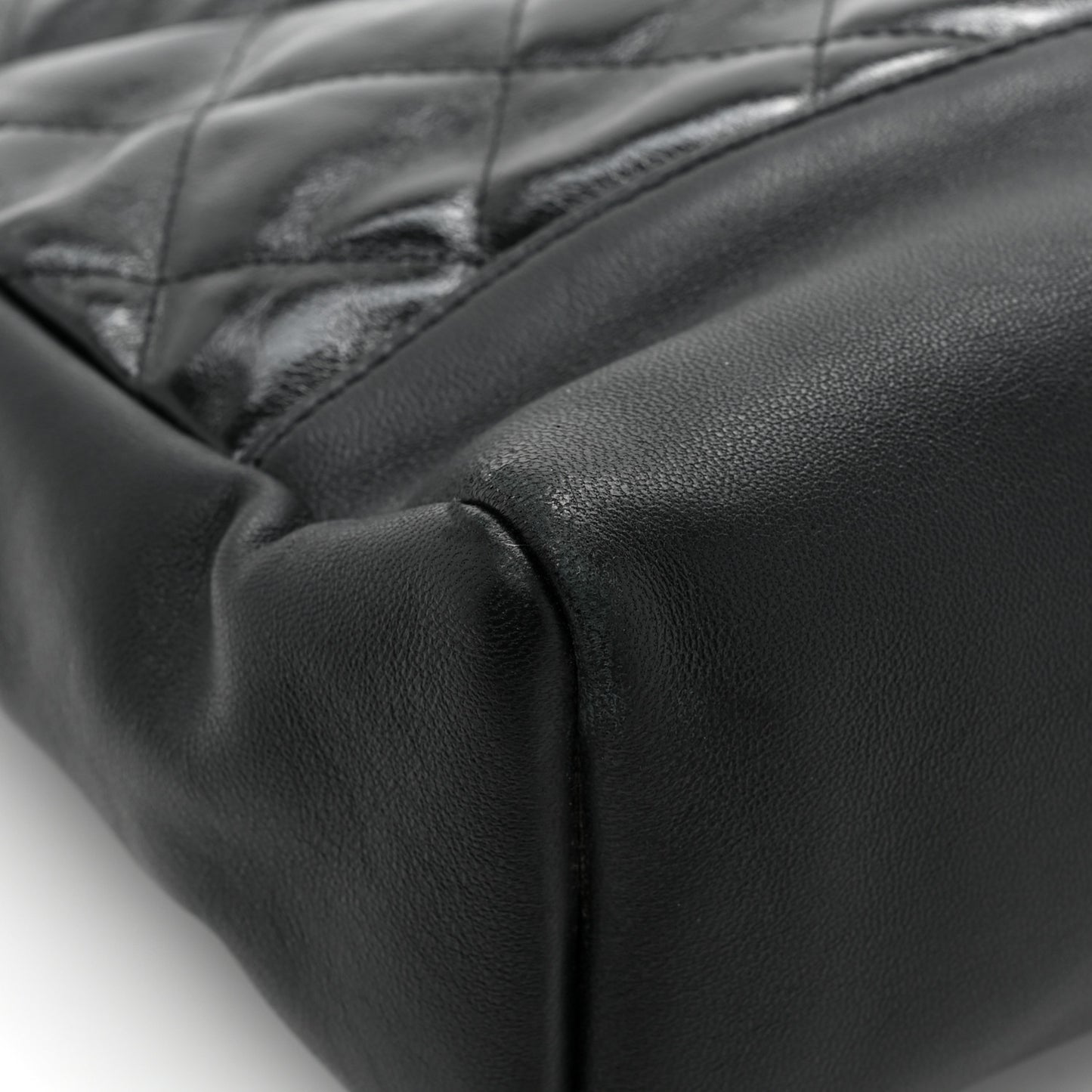 Shiny Aged Calfskin Quilted Large 31 Shopping Bag Black
