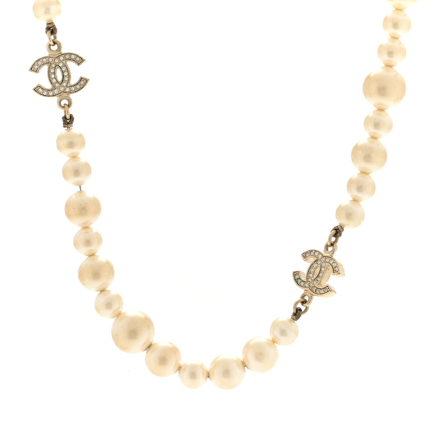 Pearl Crystal CC Choker Necklace Gold