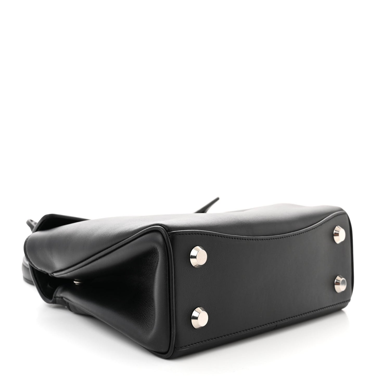 Natural Smooth Calfskin Mini Rodeo Top Handle Handbag Black