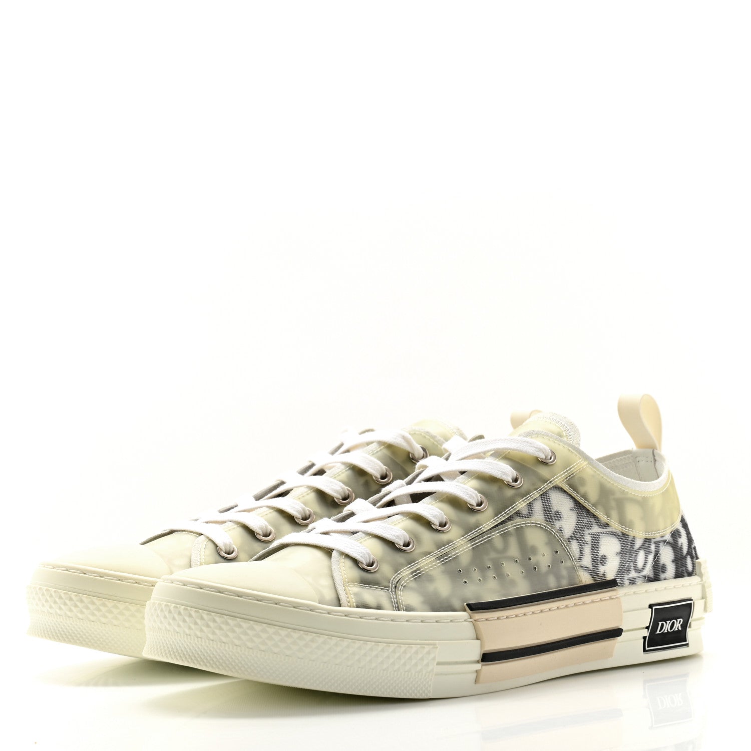 Christian Dior Technical Canvas Oblique Mens B23 Low Top Sneaker 46 White Black 3 of 9