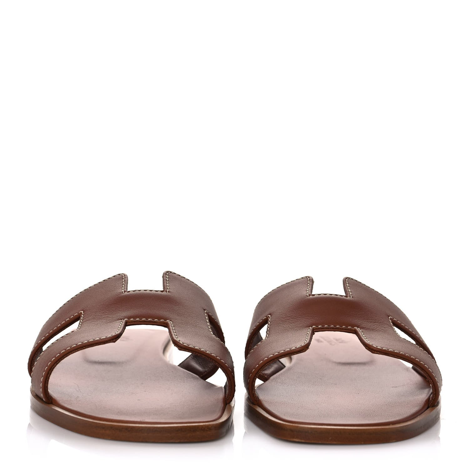Hermes Box Calfskin Oran Sandals 35.5 Gold 2 of 8