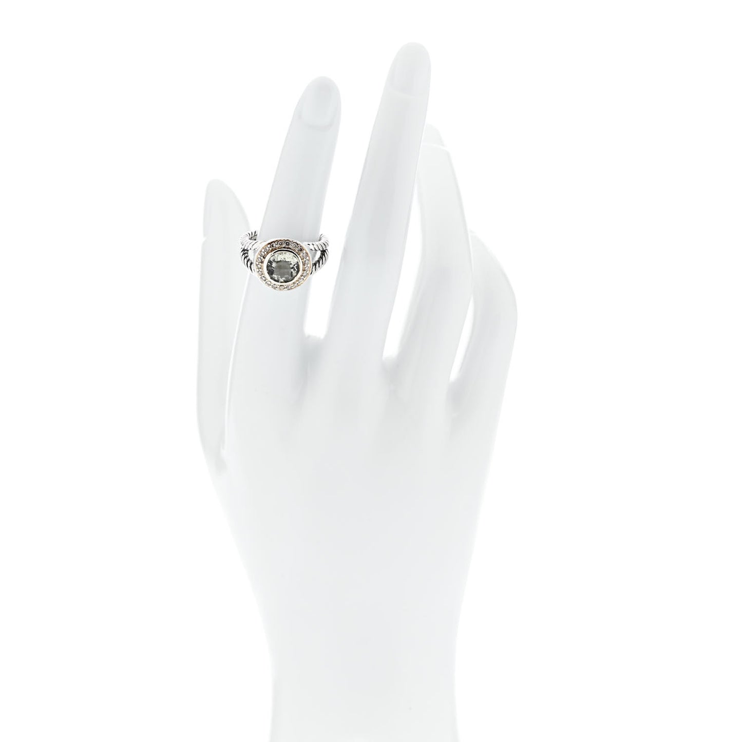 Sterling Silver Diamond Prasiolite 8mm Petite Cerise Ring