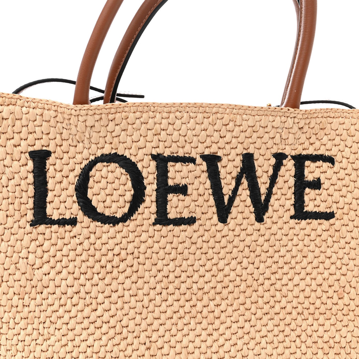 Raffia Calfskin Standard A4 Tote Bag Natural Black