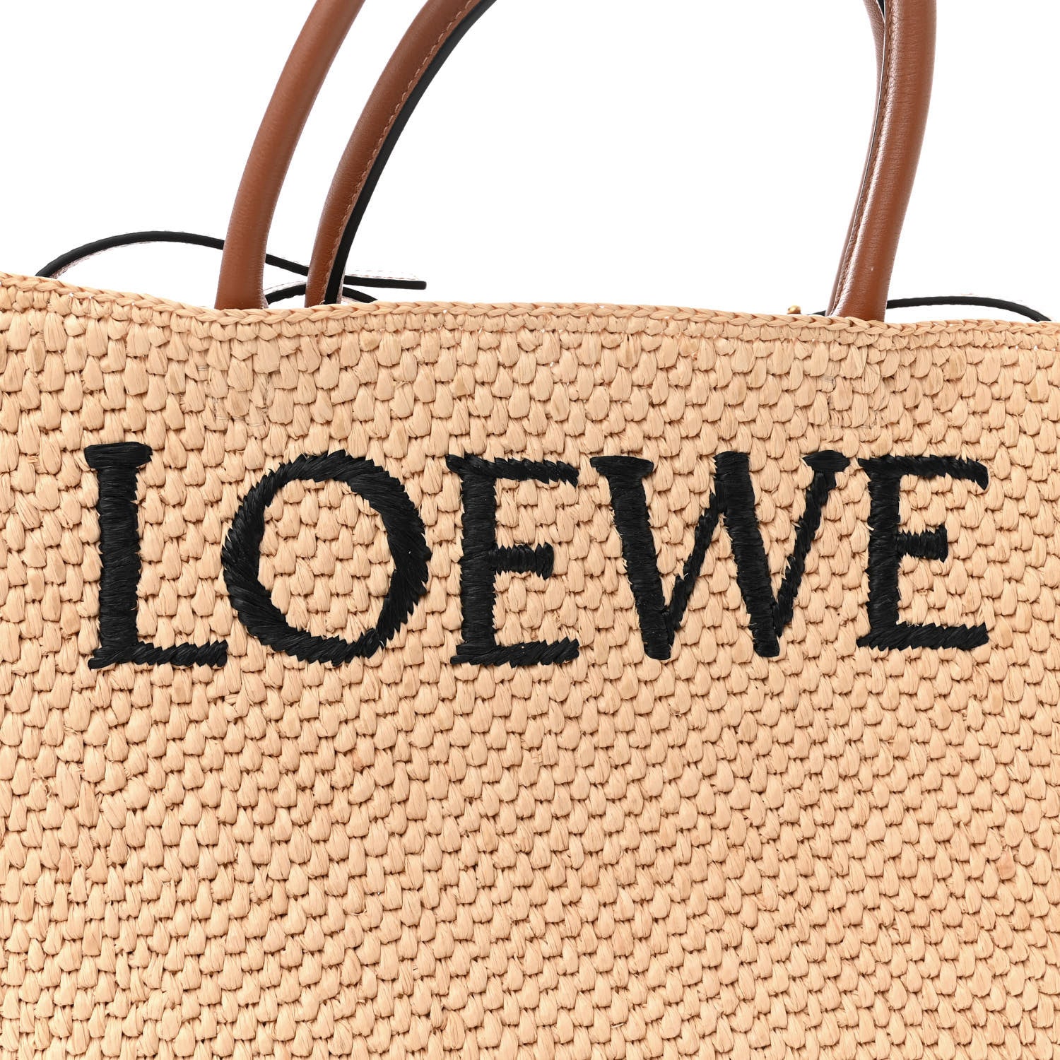 Loewe Raffia Calfskin Standard A4 Tote Bag Natural Black 7 of 10