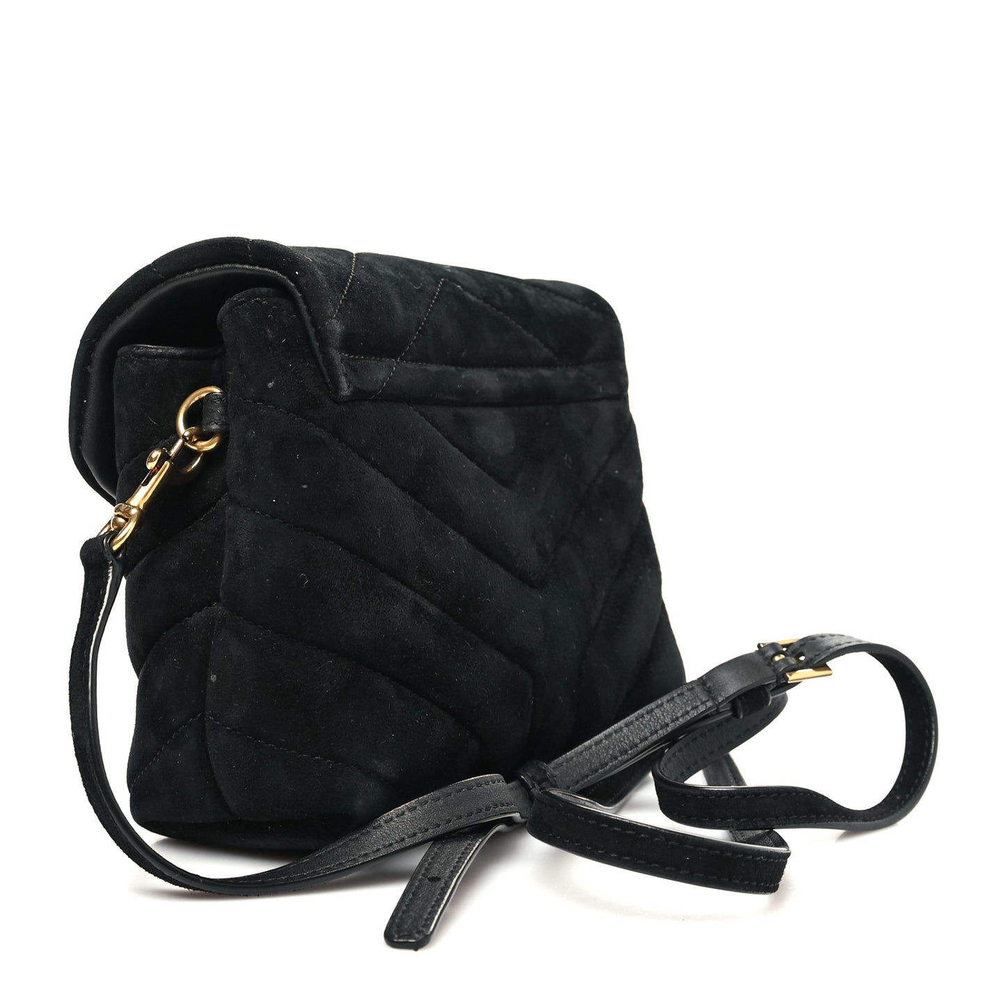 Suede Y Quilted Monogram Toy Loulou Crossbody Bag Black