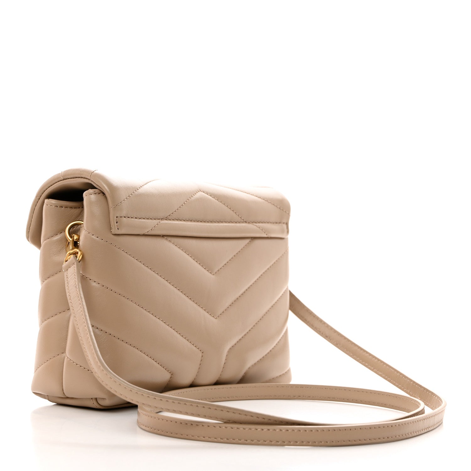 Saint Laurent Calfskin Y Quilted Monogram Toy Loulou Crossbody Bag Dark Beige 2 of 11
