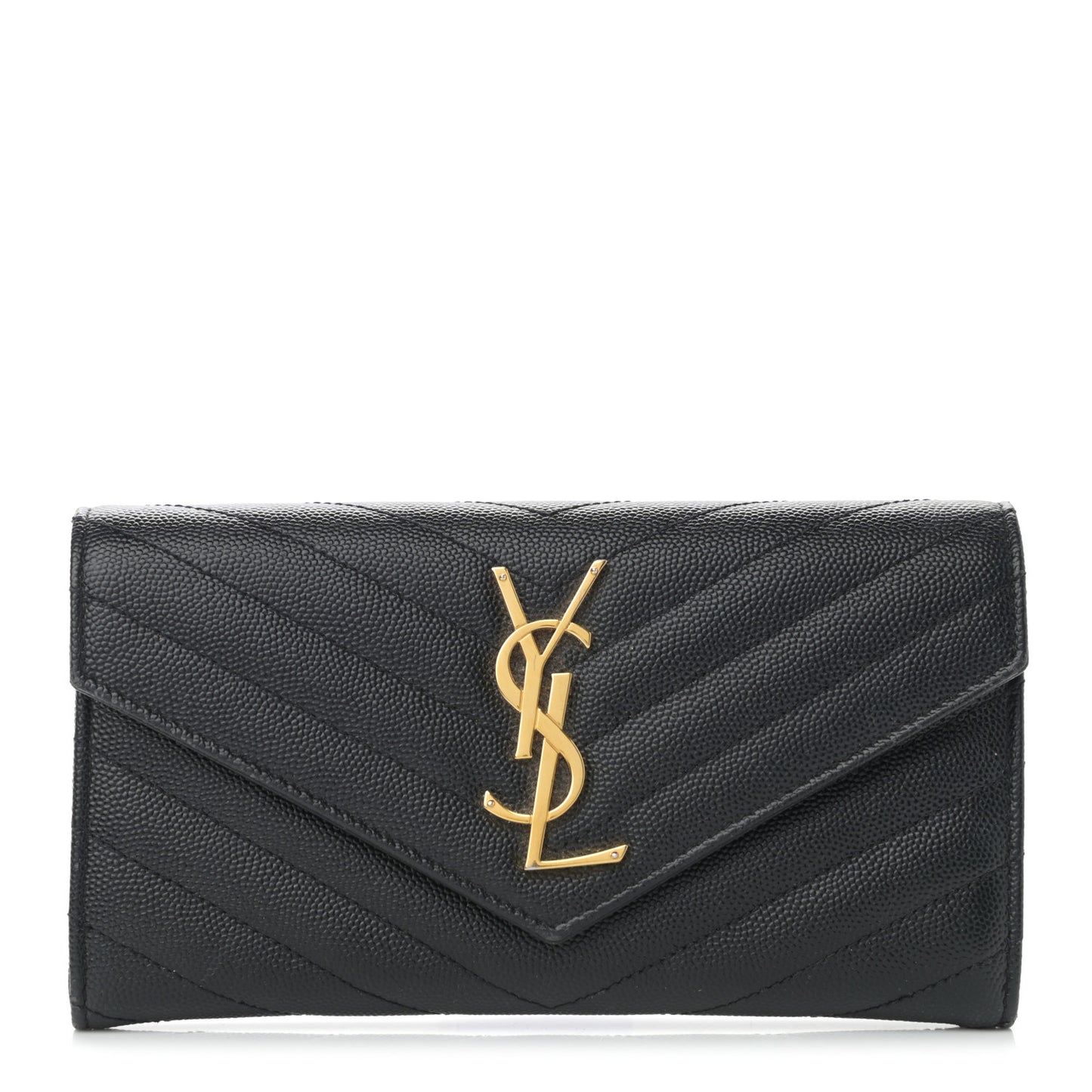 Grain De Poudre Matelasse Chevron Monogram Flap Wallet Black
