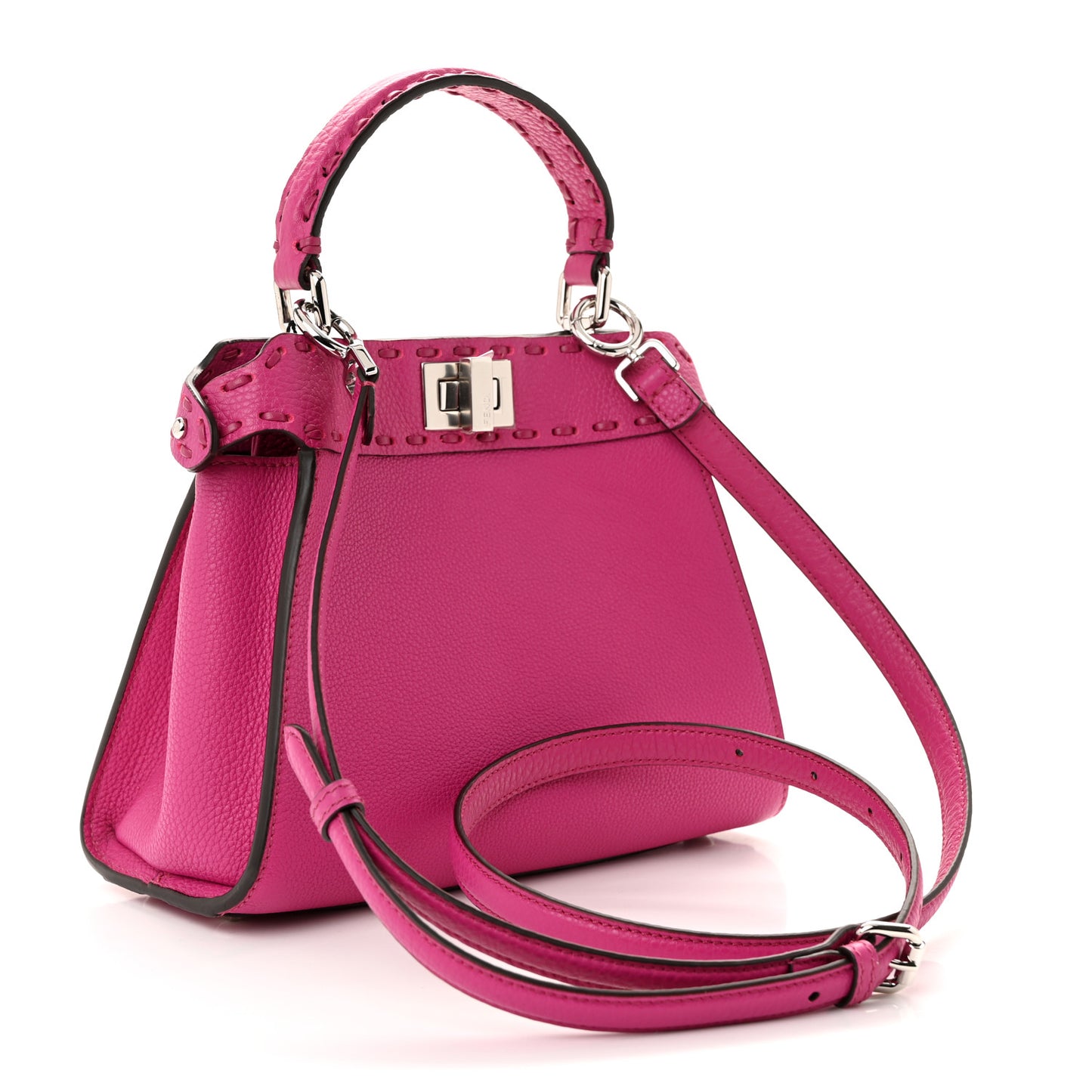 Vitello Granato Camoscio Selleria Macro Stitchings Mini Peekaboo Iconic Satchel Magenta