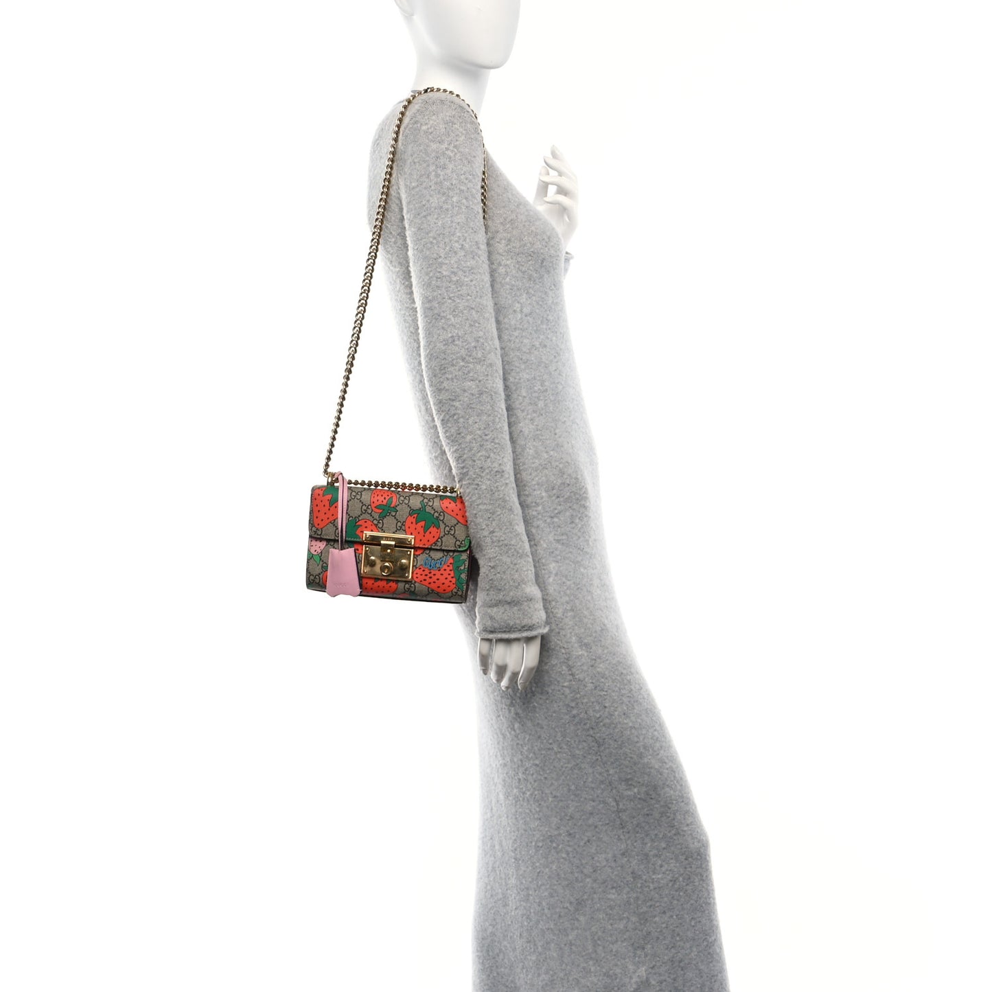 GG Supreme Monogram Strawberry Small Padlock Shoulder Bag