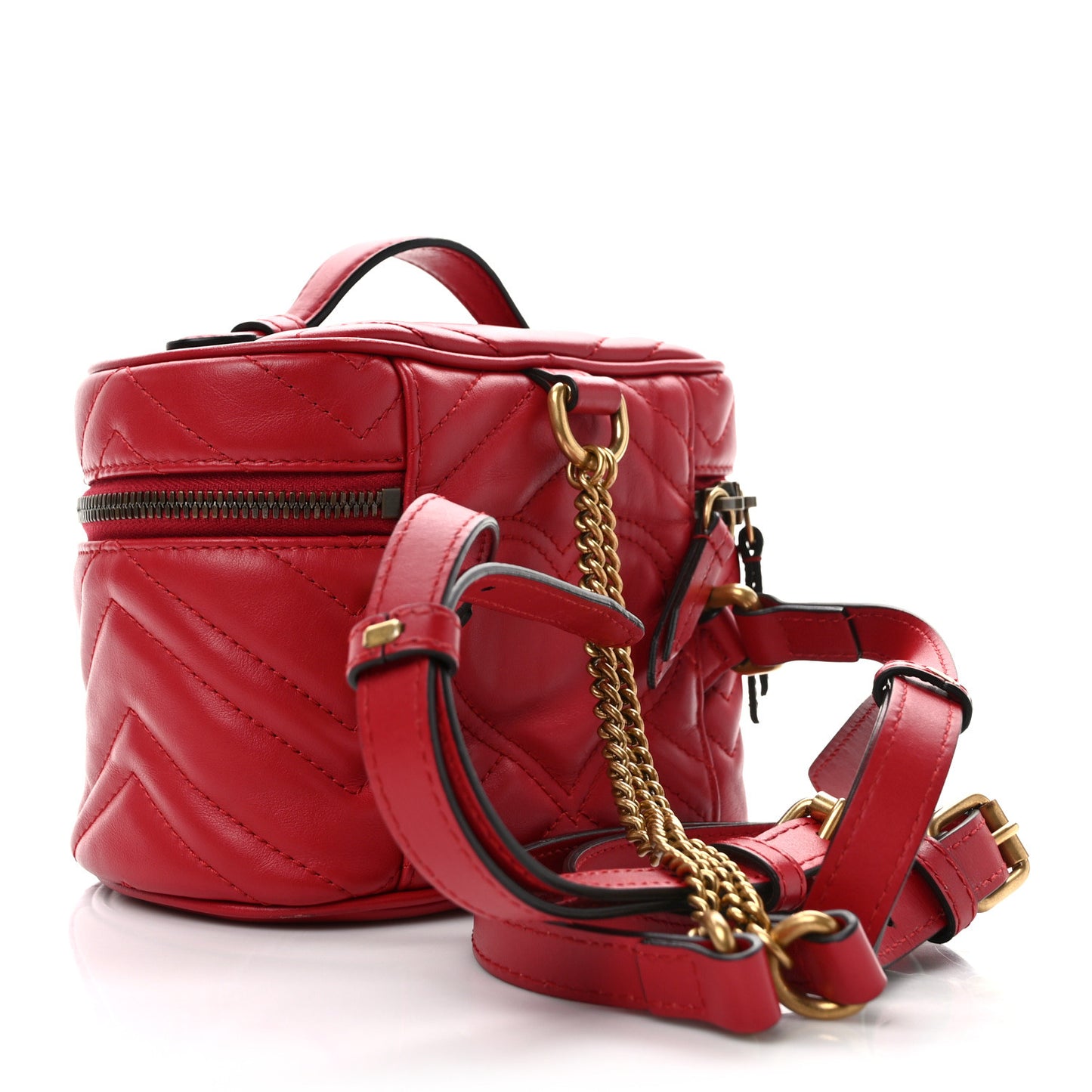 Calfskin Matelasse Mini GG Marmont Round Backpack Hibiscus Red
