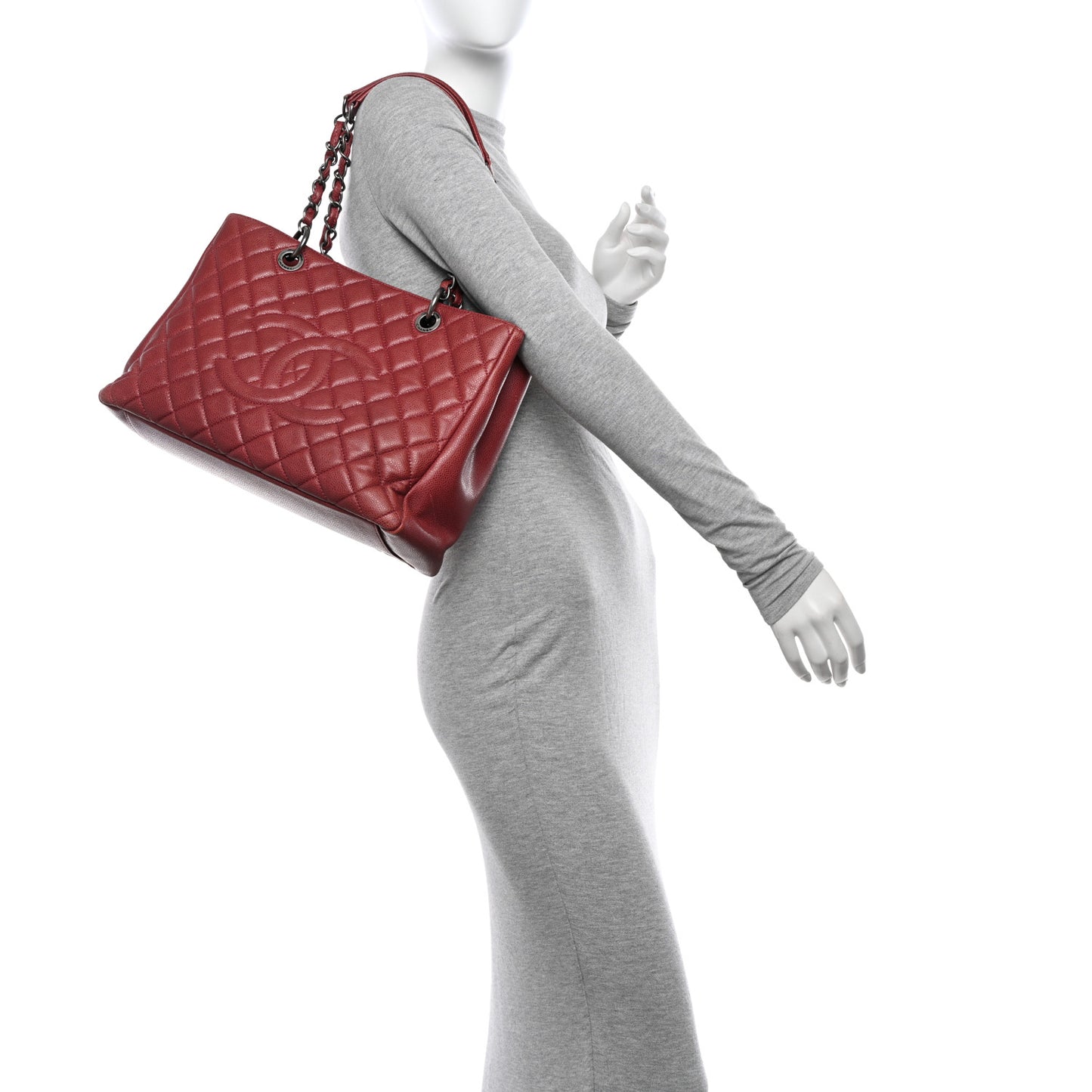 Caviar Quilted Grand Shopping Tote GST Red