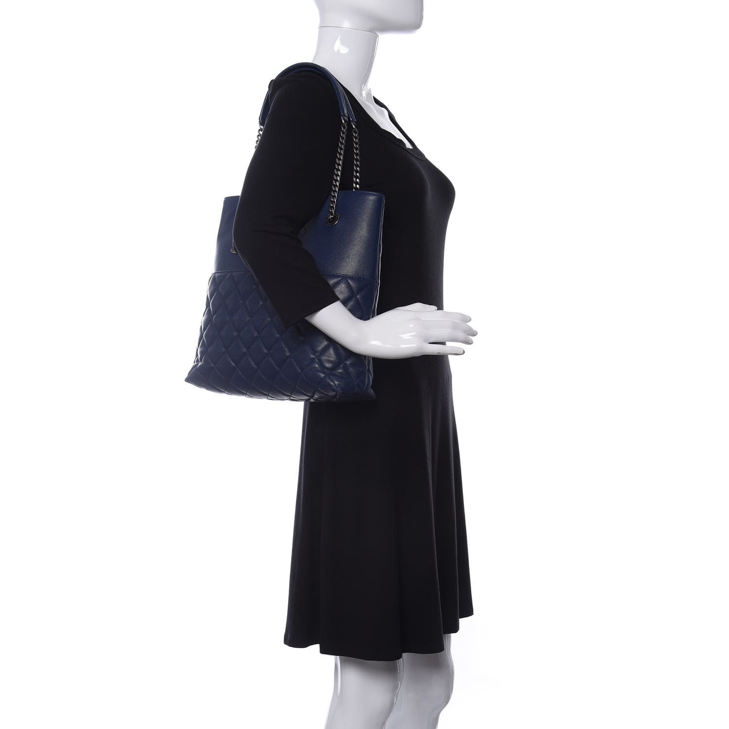 Caviar Quilted Small Urban Delight Tote Blue