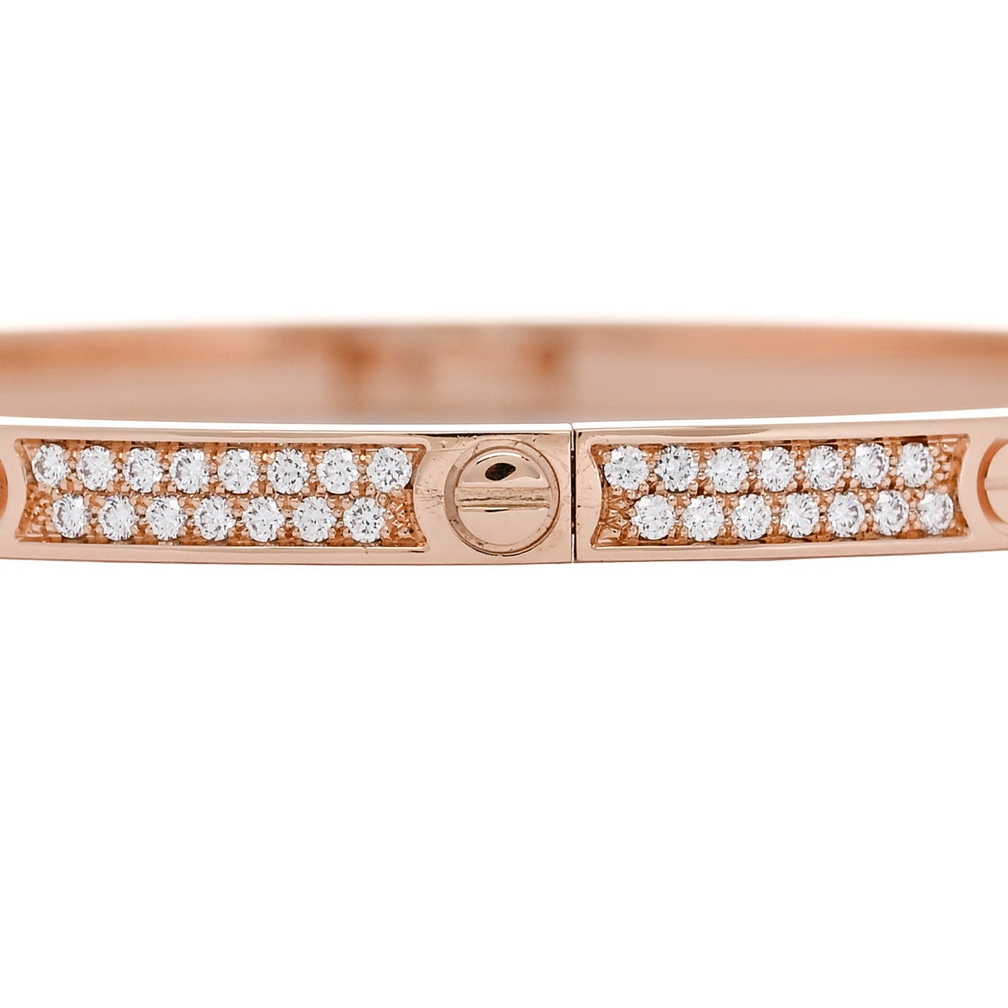 18K Pink Gold Diamond Small LOVE Paved Bracelet 17