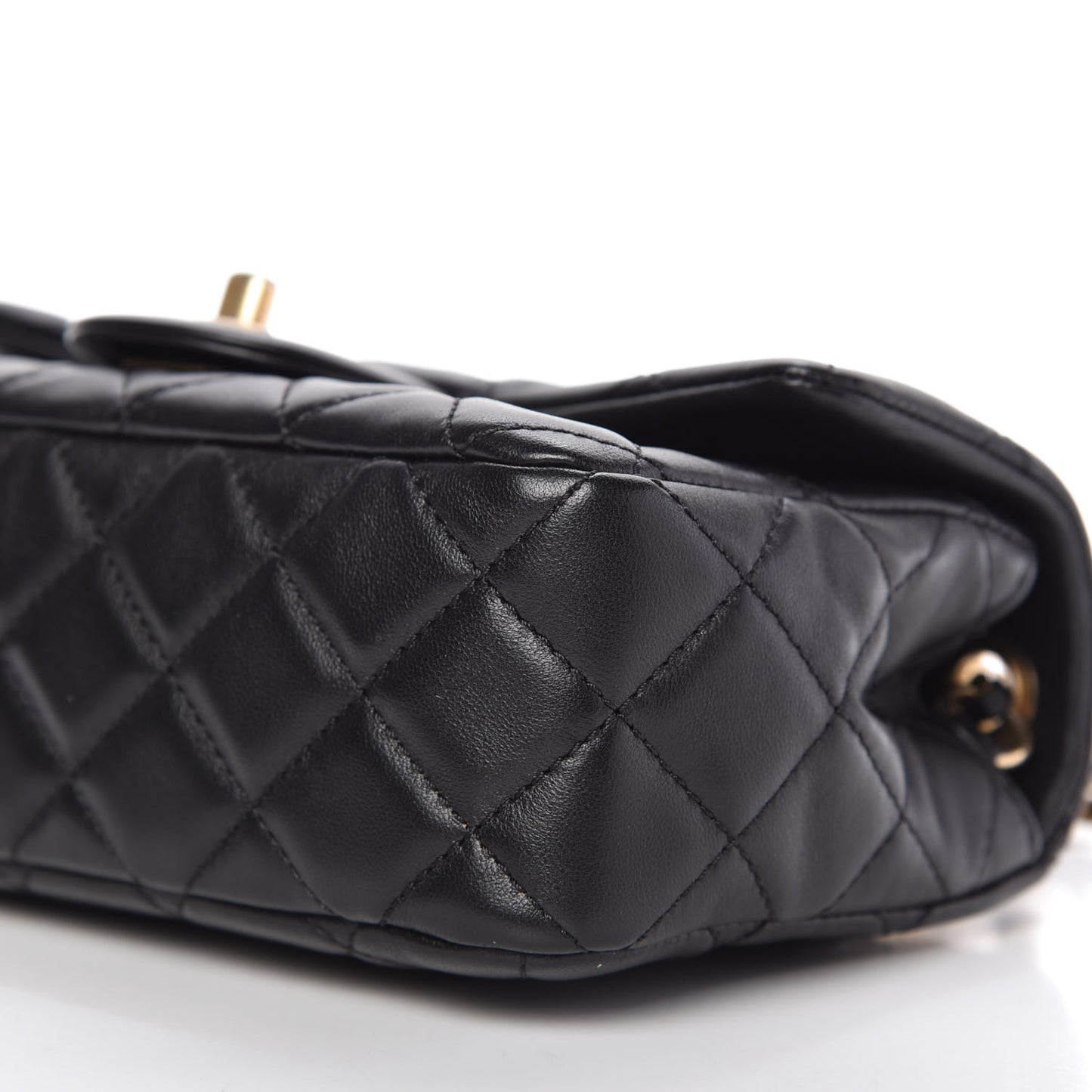 Lambskin Quilted Mini Rectangular Pearl Crush Flap Black