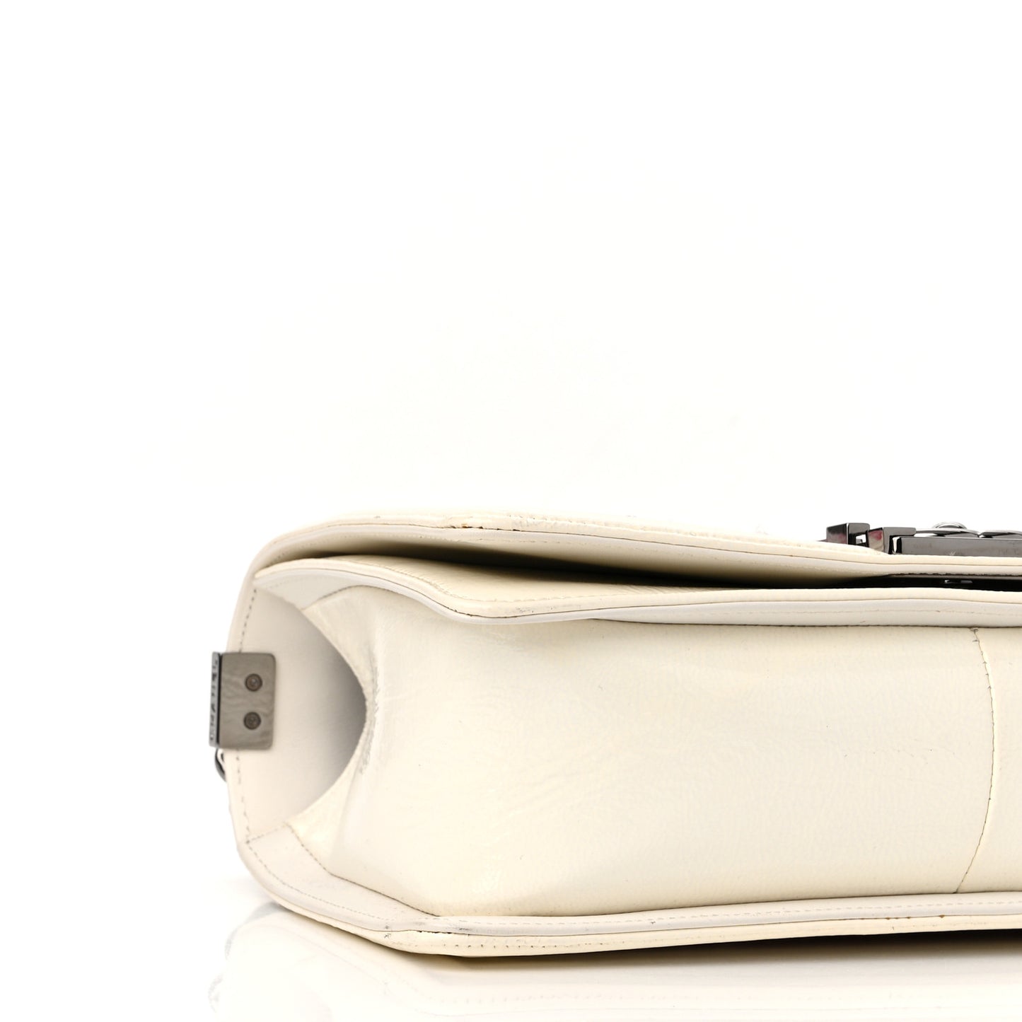 Patent Tweed Medium Boy Flap White