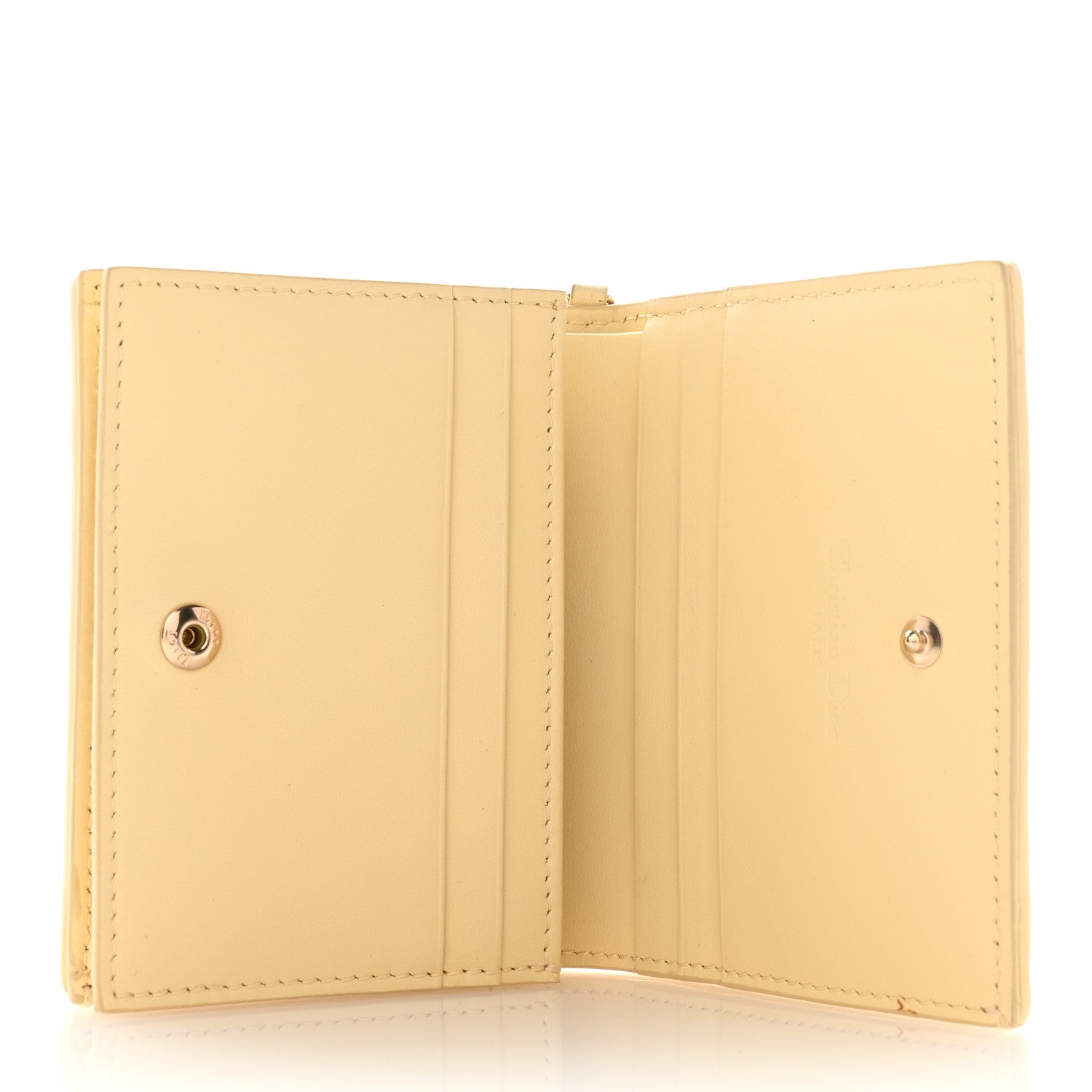 Christian Dior Lambskin Cannage Mini Lady Dior Wallet Soft Yellow 5 of 9