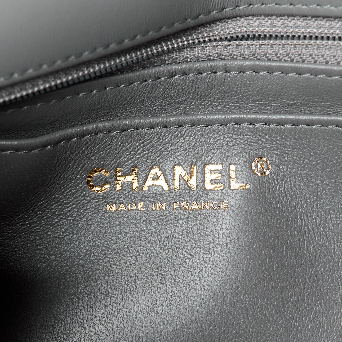 Lambskin Quilted Mini Rectangular Flap Dark Grey